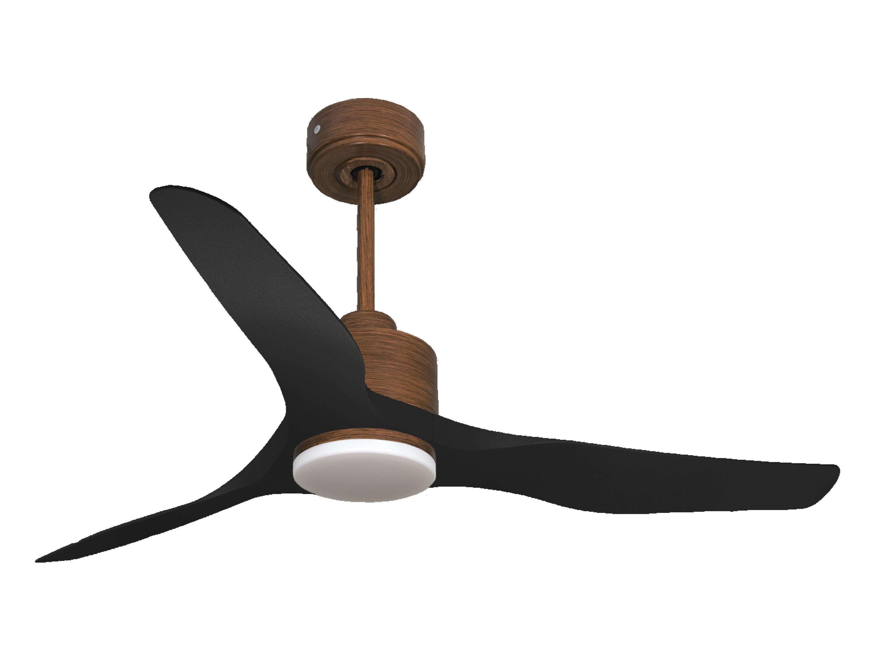 Ventilateur de plafond Réversible Thermostat Dimmable Wifi Moteur à courant continu Toits en pente Télécommande Lumière à trois tons Adaptateur 2/3 Lames