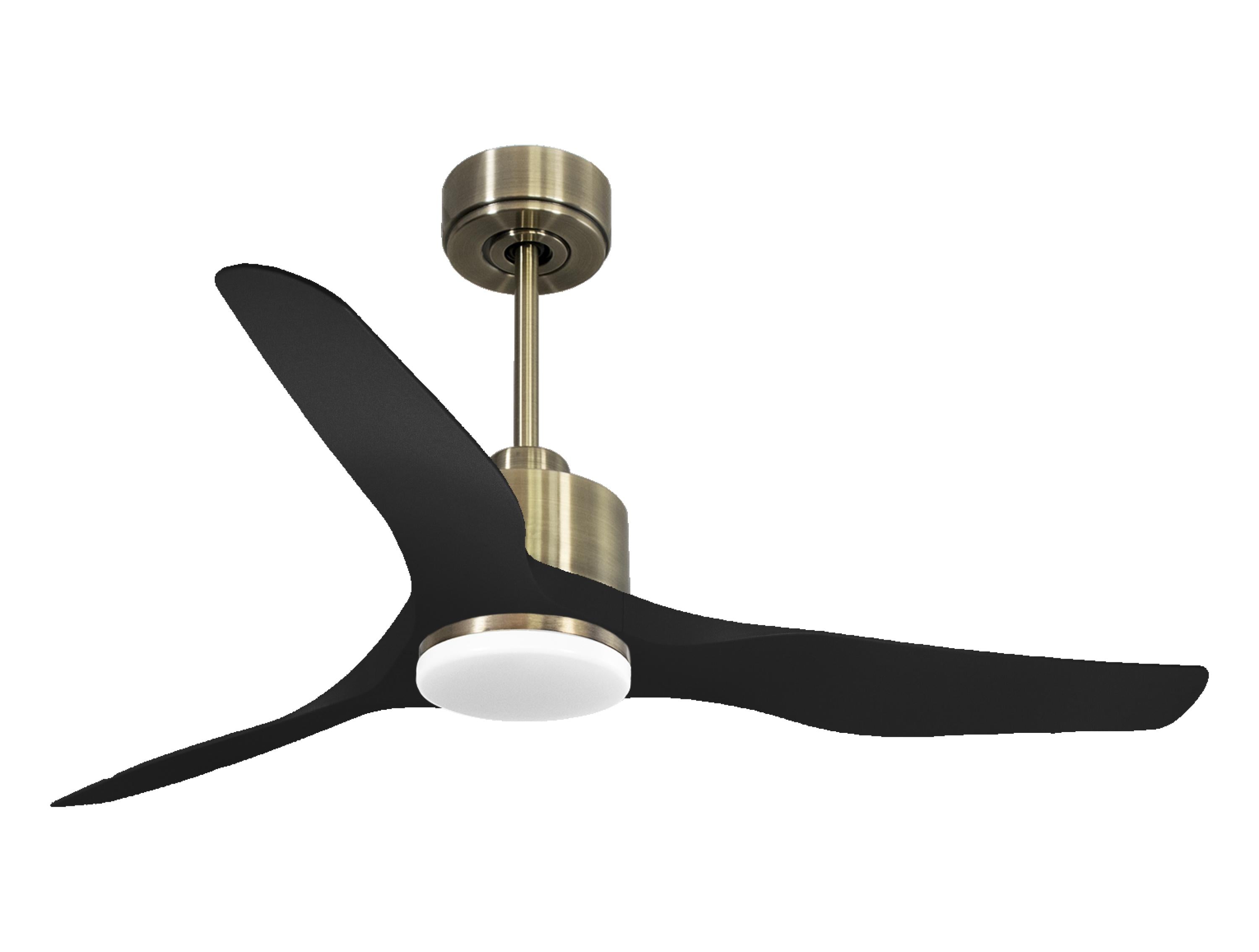 Ventilateur de plafond Réversible Thermostat Dimmable Wifi Moteur à courant continu Toits en pente Télécommande Lumière à trois tons Adaptateur 2/3 Lames