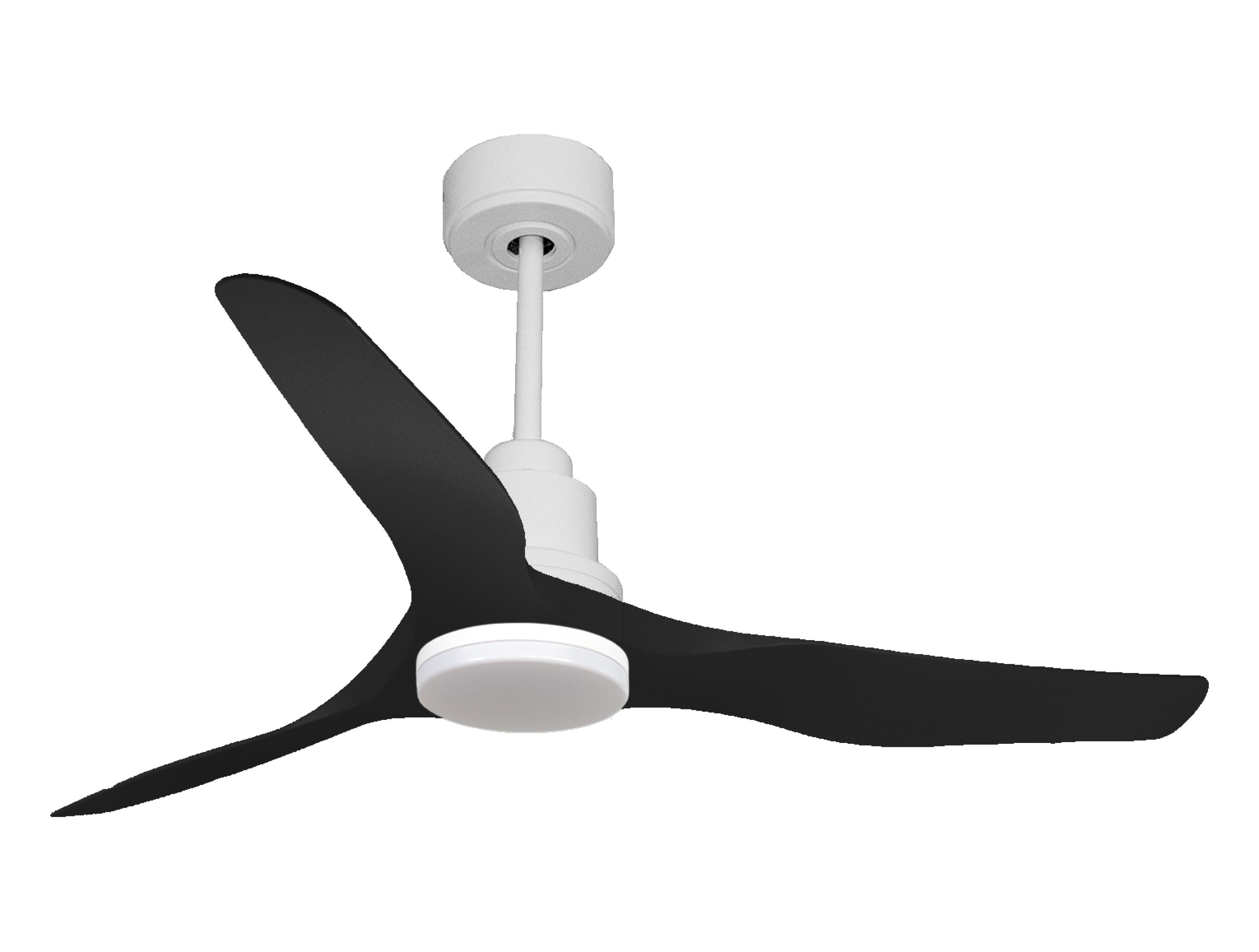 Ventilateur de plafond Réversible Thermostat Dimmable Wifi Moteur à courant continu Toits en pente Télécommande Lumière à trois tons Adaptateur 2/3 Lames