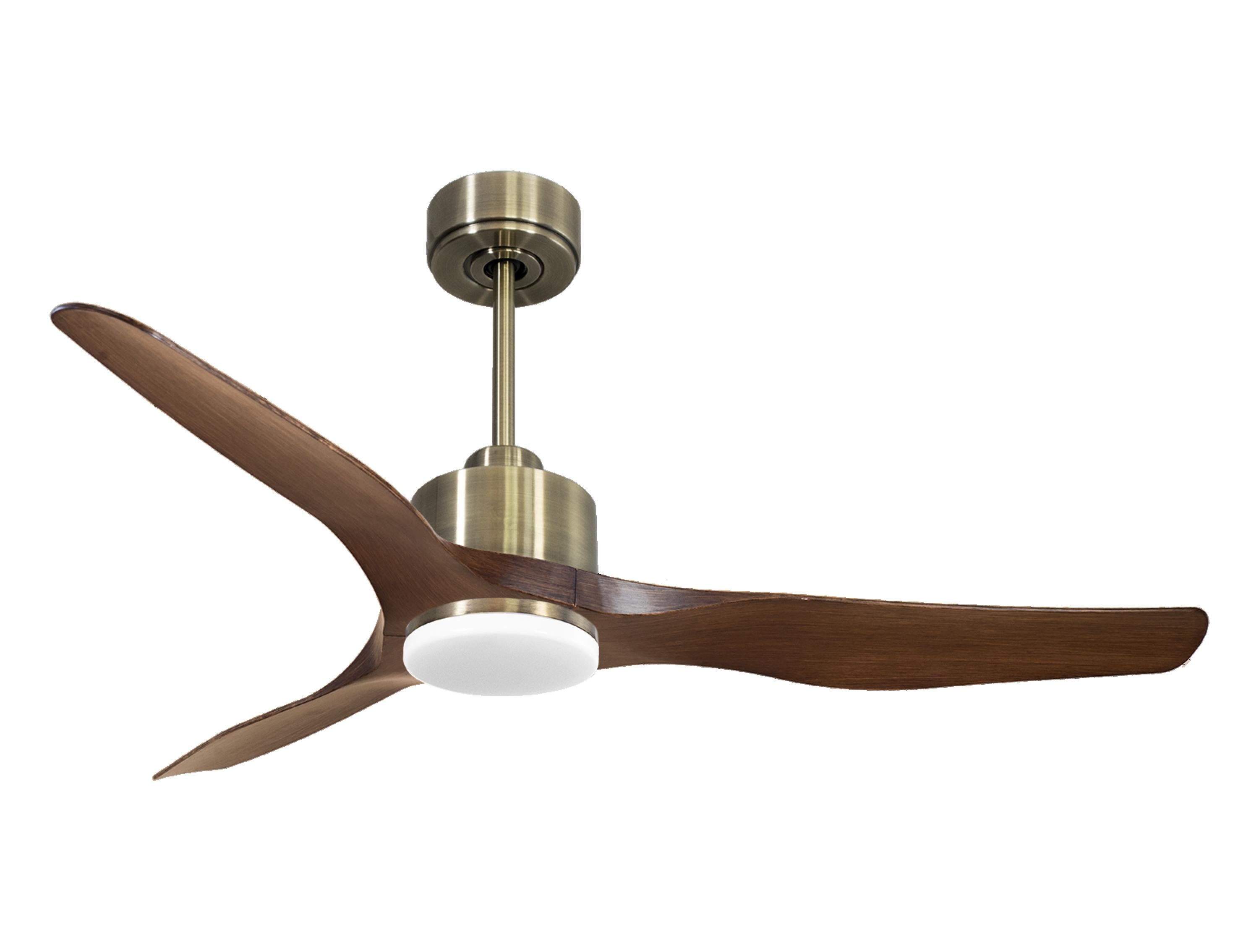 Ventilateur de plafond Réversible Thermostat Dimmable Wifi Moteur à courant continu Toits en pente Télécommande Lumière à trois tons Adaptateur 2/3 Lames