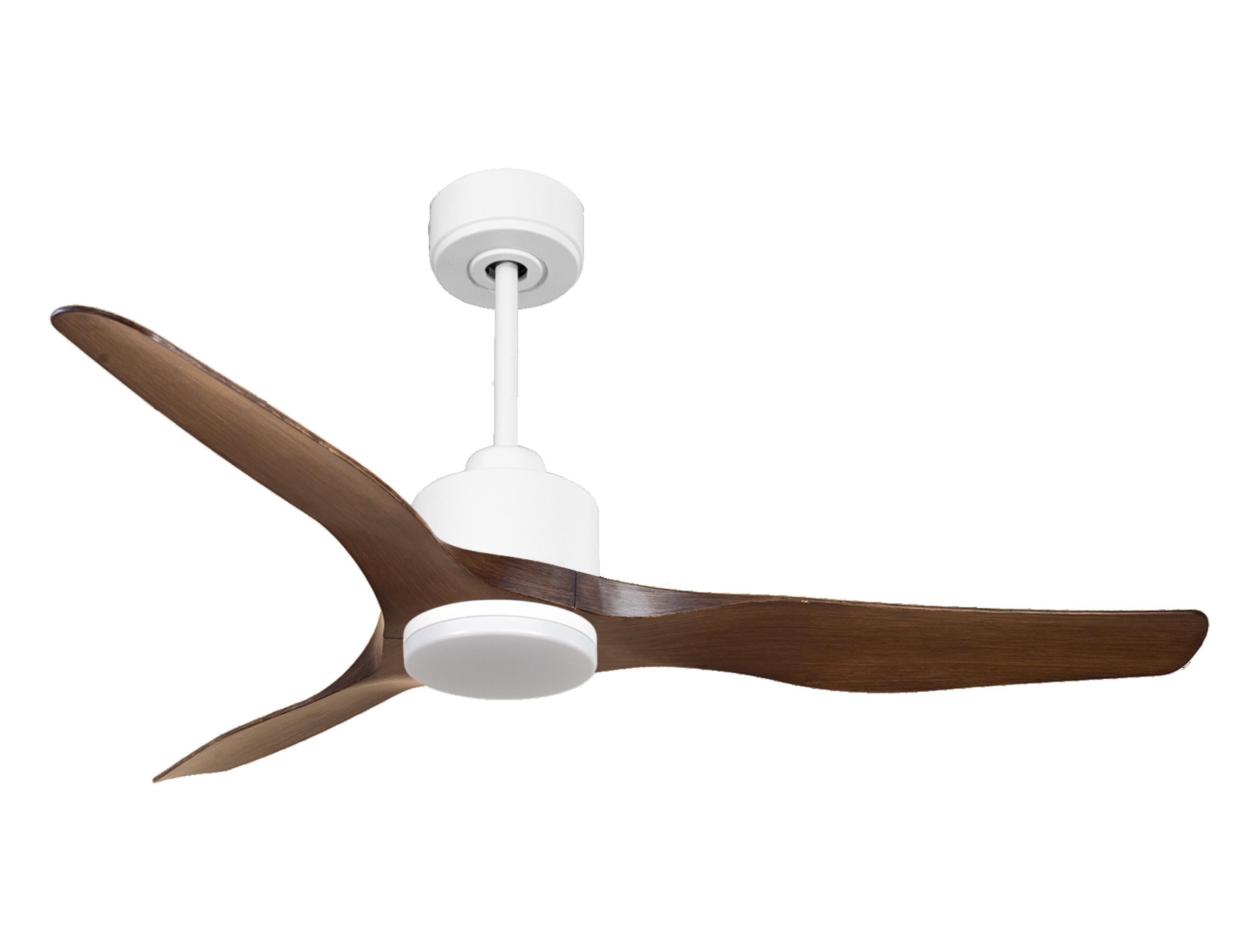 Ventilateur de plafond Réversible Thermostat Dimmable Wifi Moteur à courant continu Toits en pente Télécommande Lumière à trois tons Adaptateur 2/3 Lames