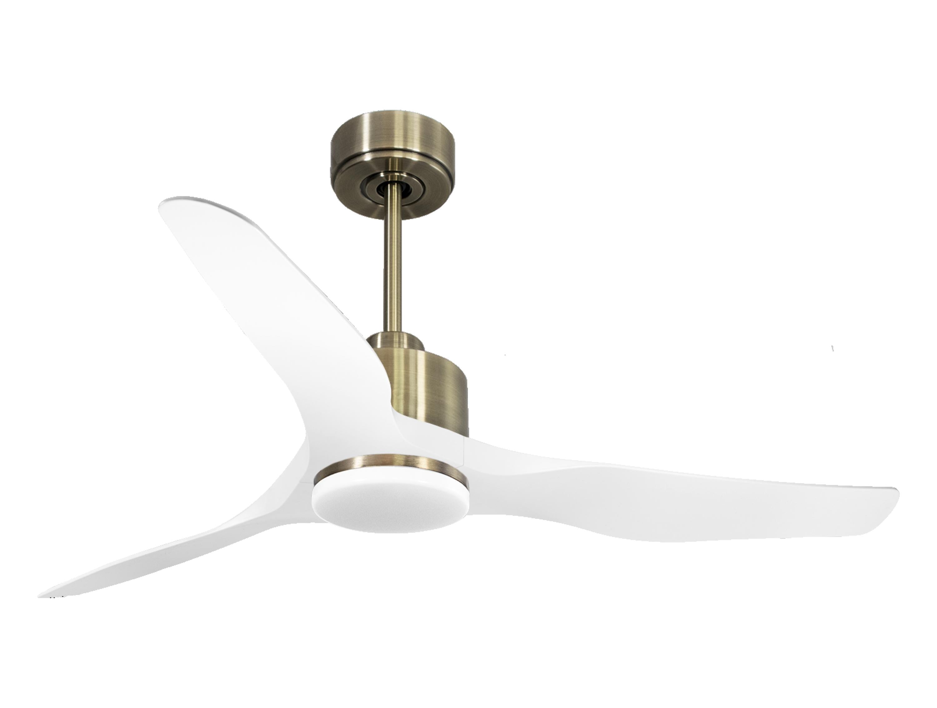 Ventilateur de plafond Réversible Thermostat Dimmable Wifi Moteur à courant continu Toits en pente Télécommande Lumière à trois tons Adaptateur 2/3 Lames