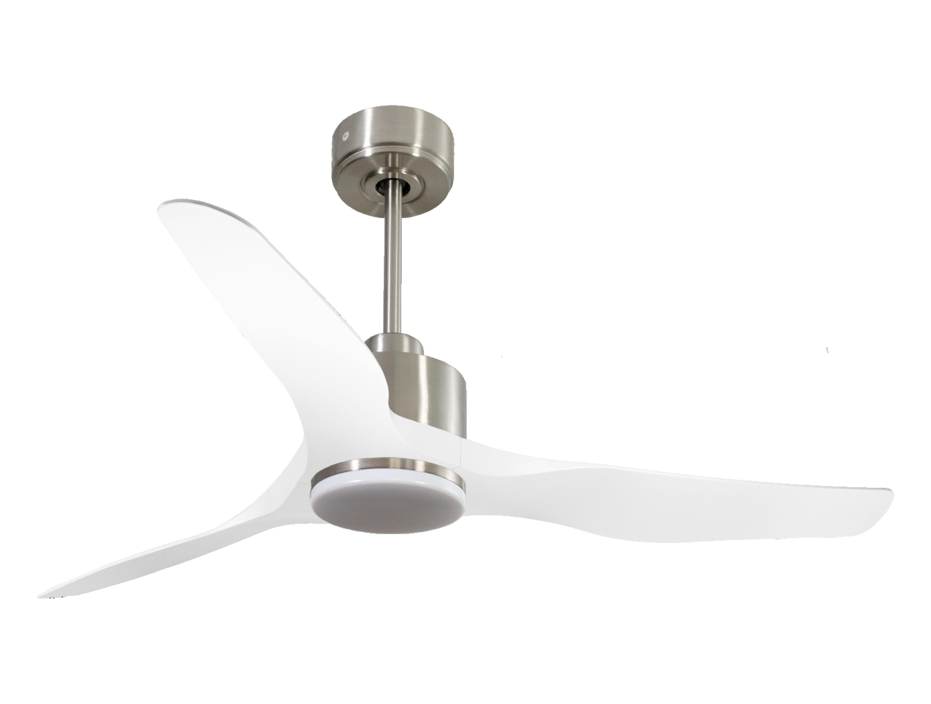 Ventilateur de plafond Réversible Thermostat Dimmable Wifi Moteur à courant continu Toits en pente Télécommande Lumière à trois tons Adaptateur 2/3 Lames