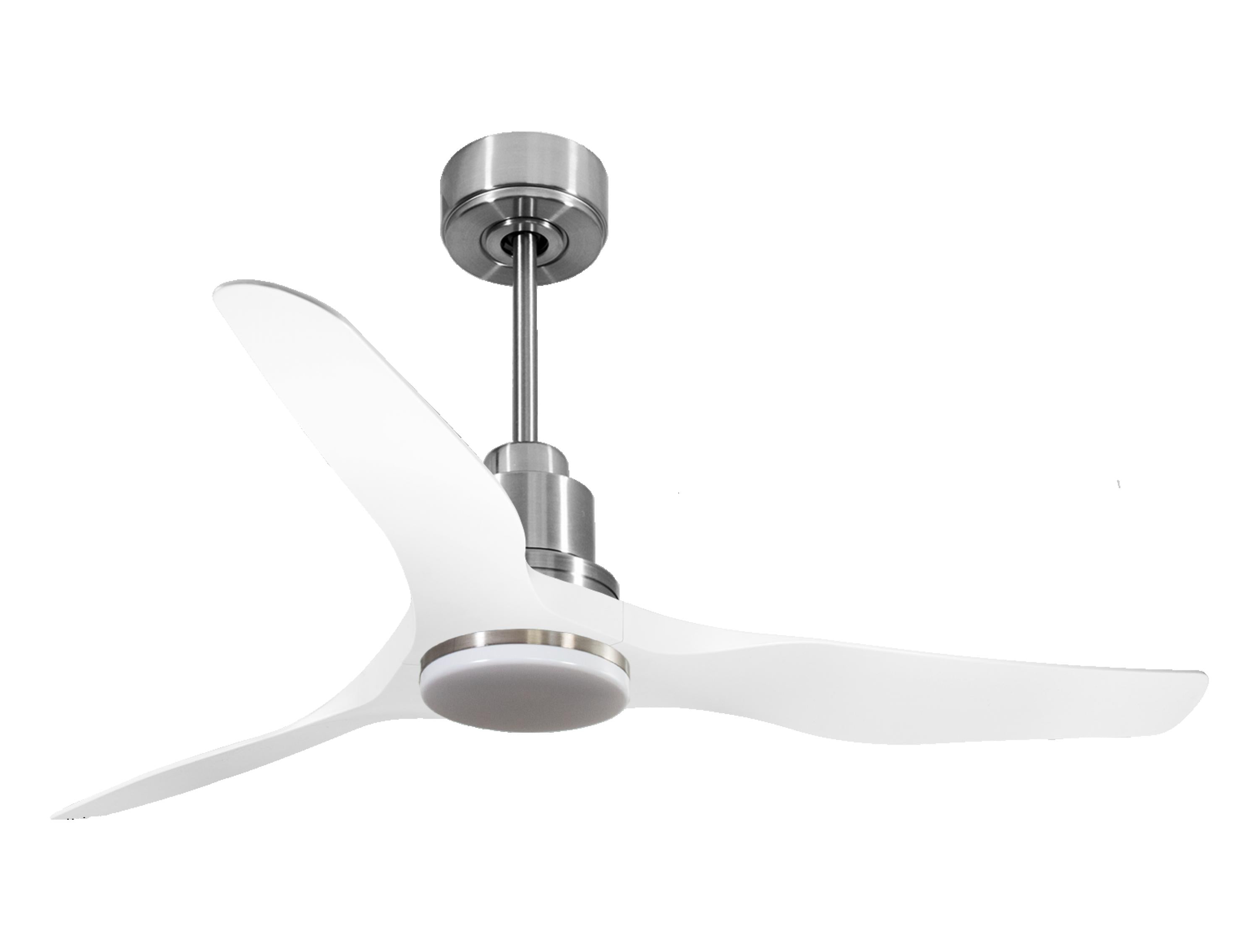 Ventilateur de plafond Réversible Thermostat Dimmable Wifi Moteur à courant continu Toits en pente Télécommande Lumière à trois tons Adaptateur 2/3 Lames