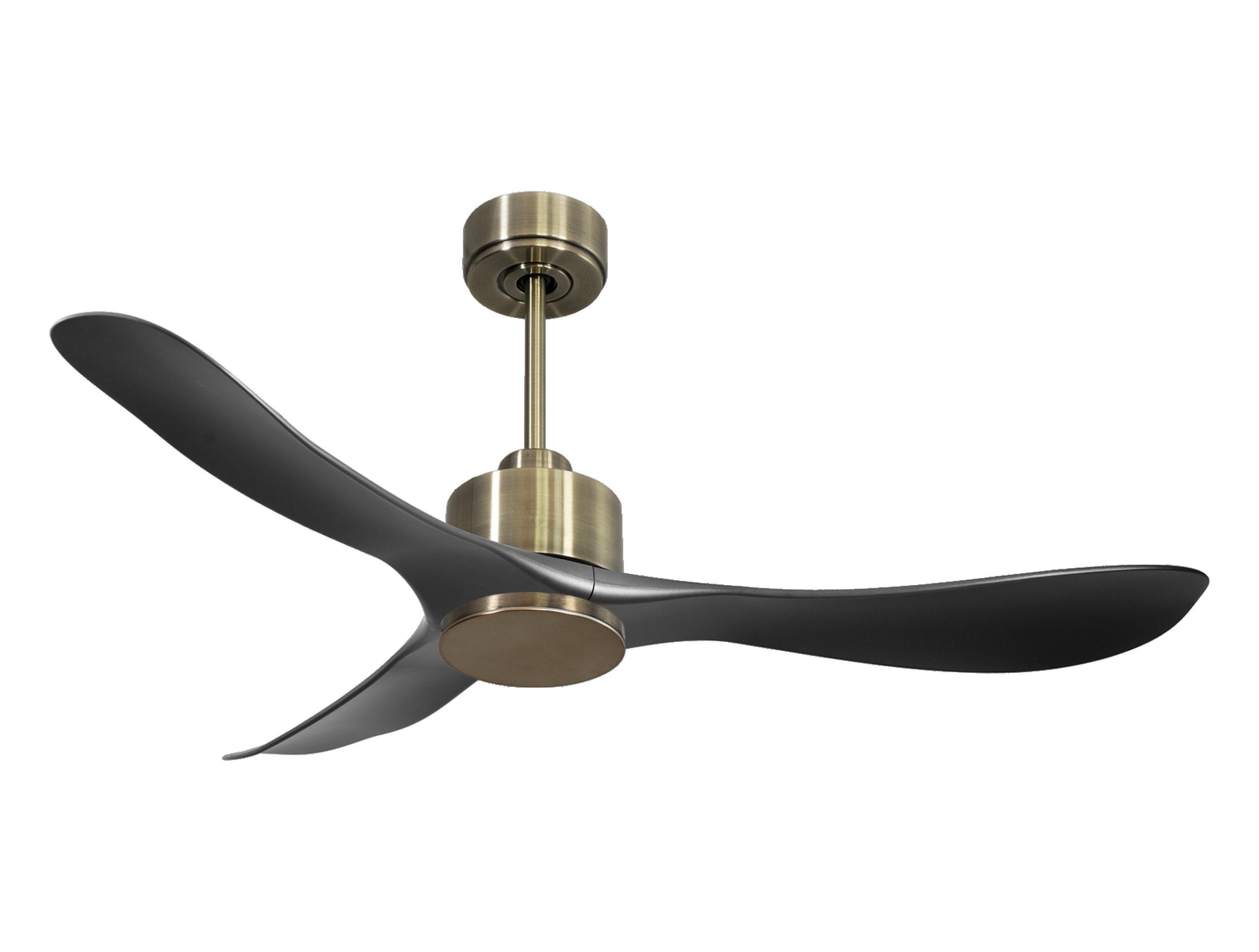 Ventilateur de plafond Réversible Thermostat Wifi Moteur à courant continu Toits en pente Télécommande Hypersilence Mémoire