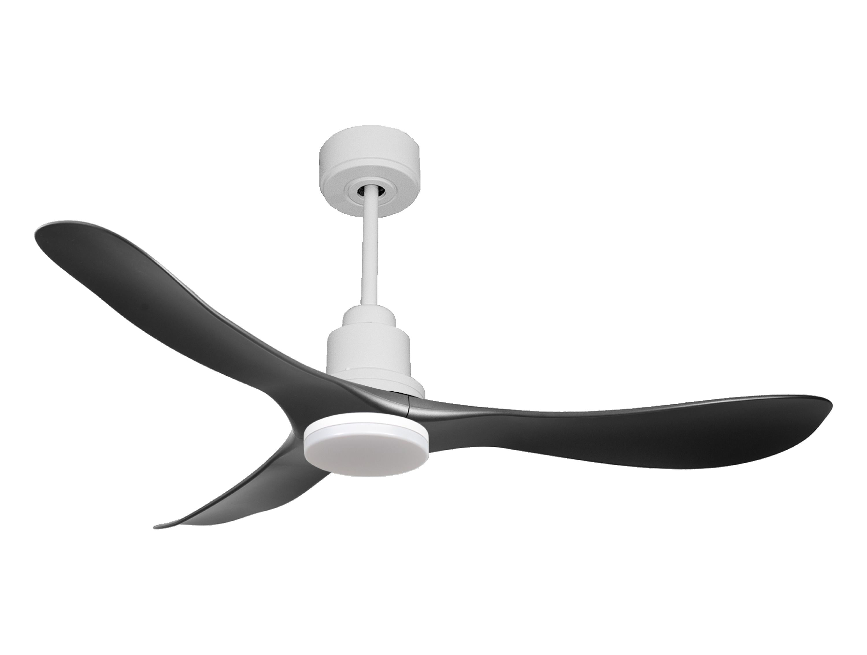 Ventilateur de plafond Réversible Thermostat Dimmable Wifi Moteur à courant continu Toits en pente Télécommande Lumière à trois tons Hypersilence Mémoire