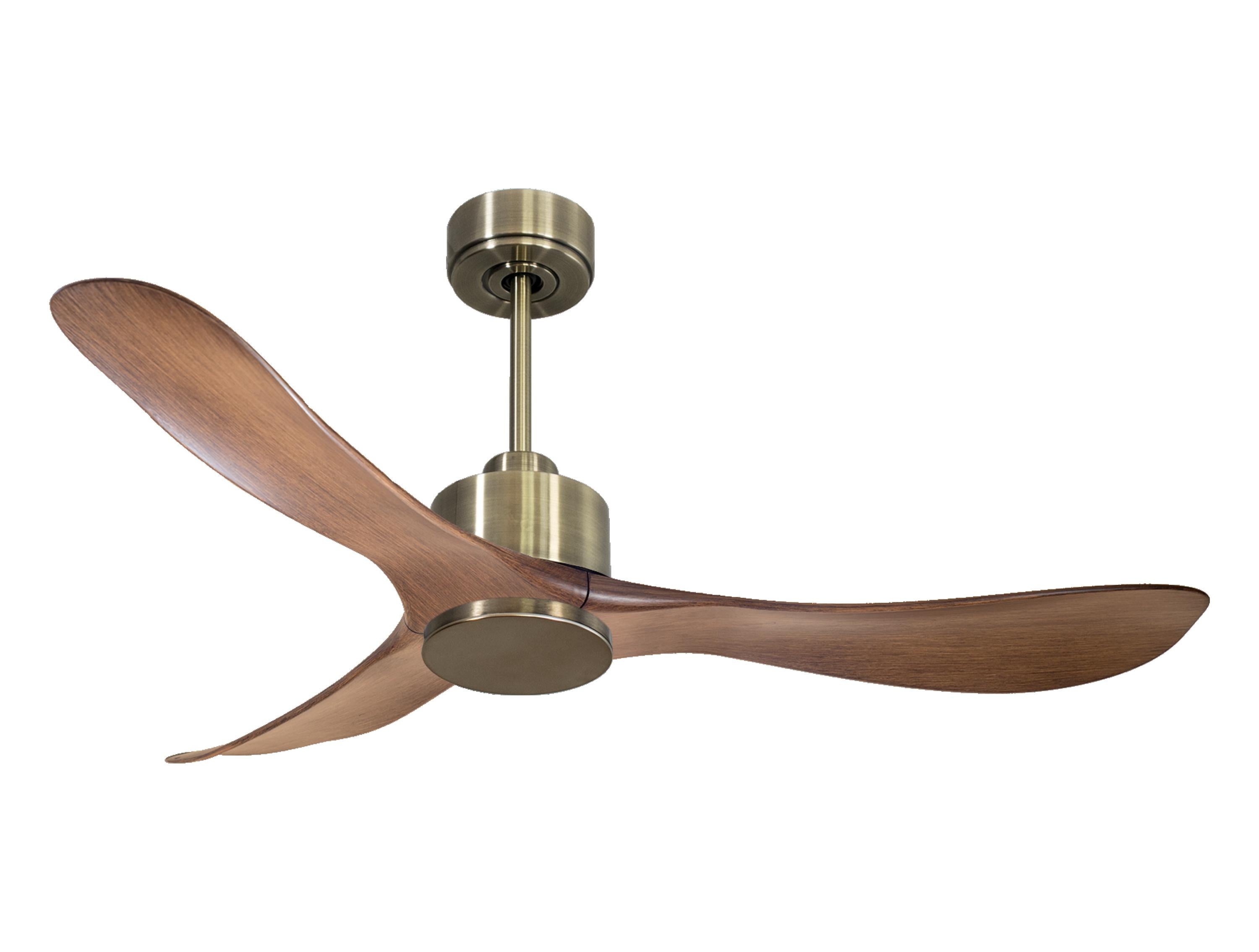 Ventilateur de plafond Réversible Thermostat Wifi Moteur à courant continu Toits en pente Télécommande Hypersilence Mémoire