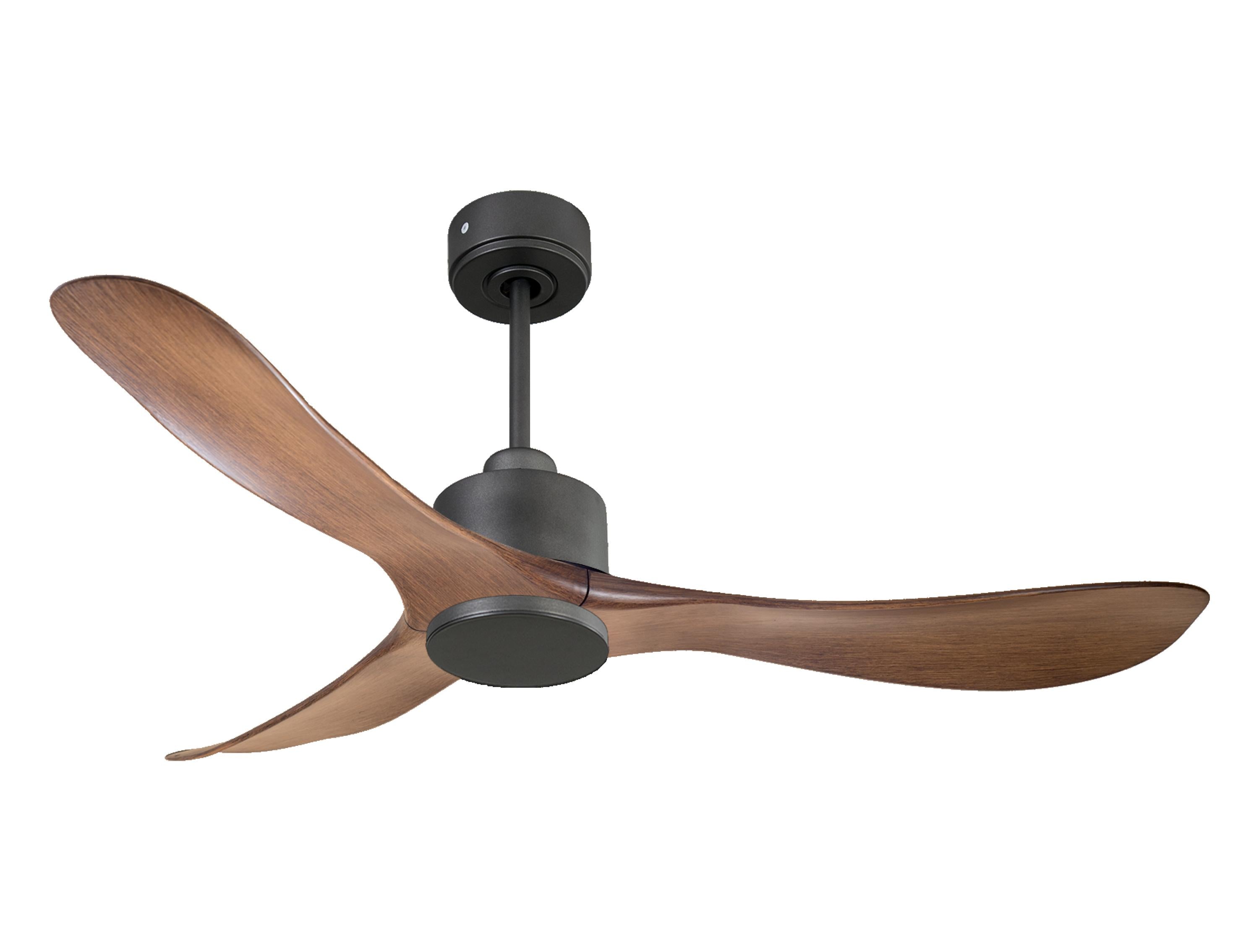 Ventilateur de plafond Réversible Thermostat Wifi Moteur à courant continu Toits en pente Télécommande Hypersilence Mémoire