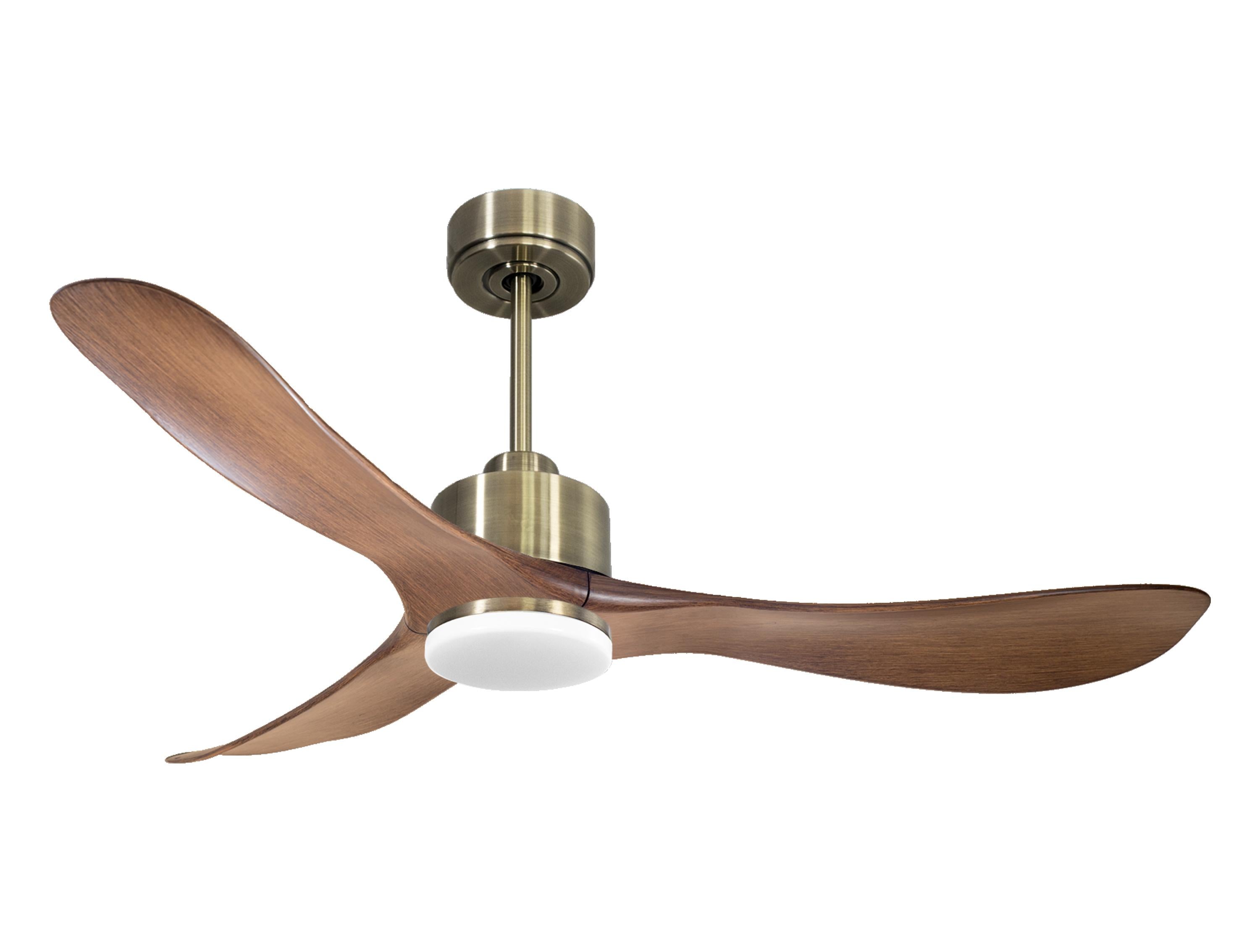 Ventilateur de plafond Réversible Thermostat Dimmable Wifi Moteur à courant continu Toits en pente Télécommande Lumière à trois tons Hypersilence Mémoire