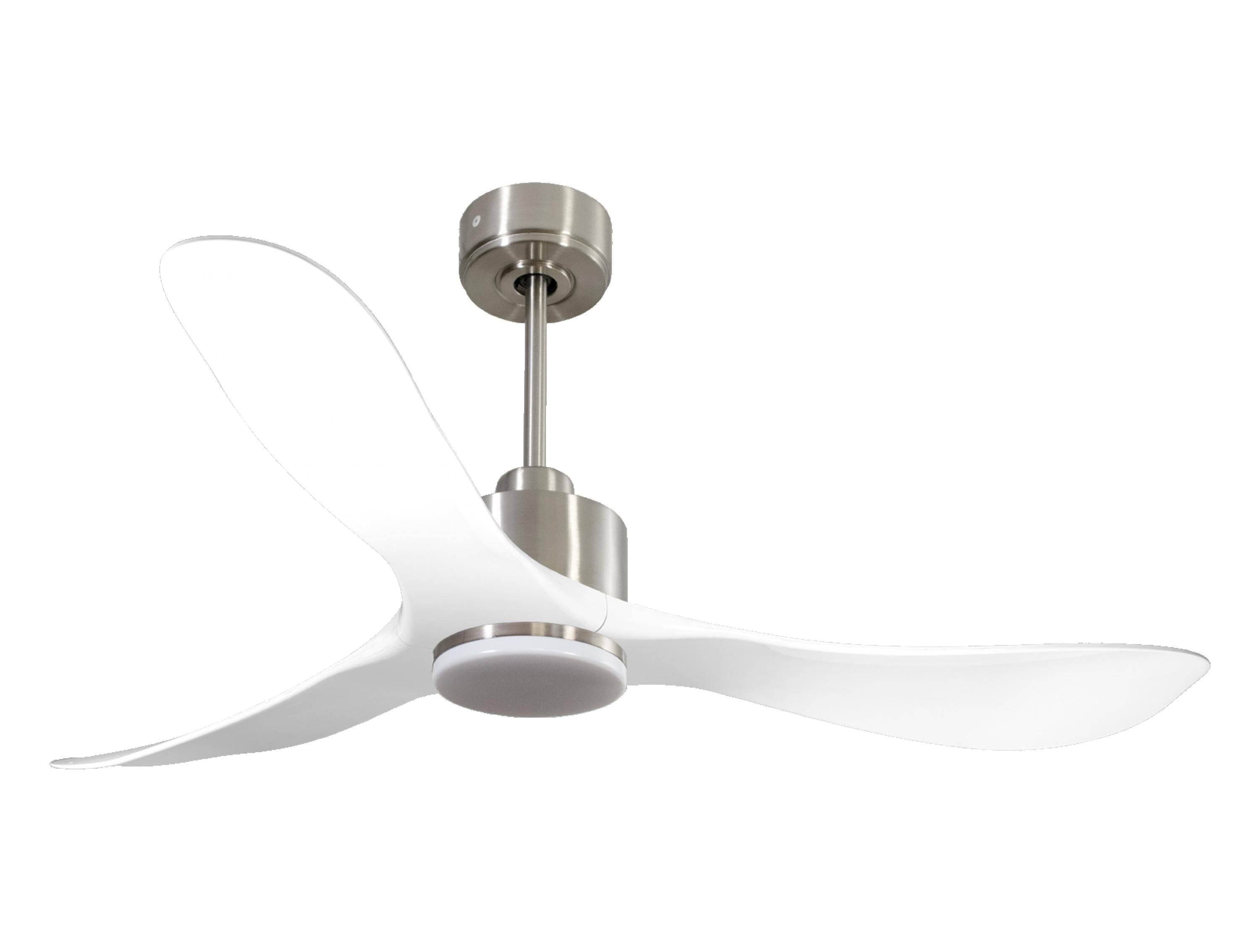 Ventilateur de plafond Réversible Thermostat Dimmable Wifi Moteur à courant continu Toits en pente Télécommande Lumière à trois tons Hypersilence Mémoire