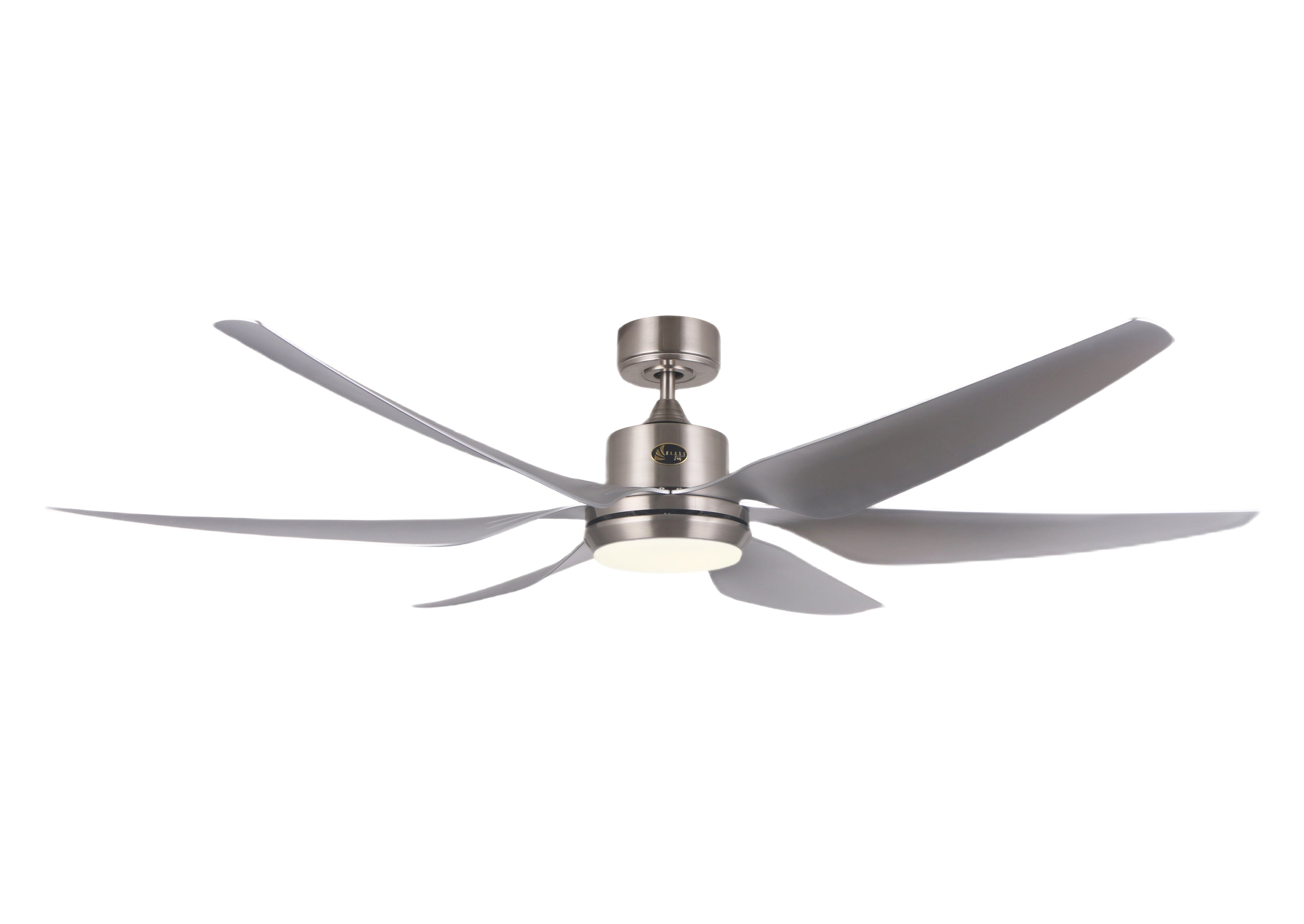 Ventilateur de plafond DC argenté avec pales de 166cm et lumière pour 60m2