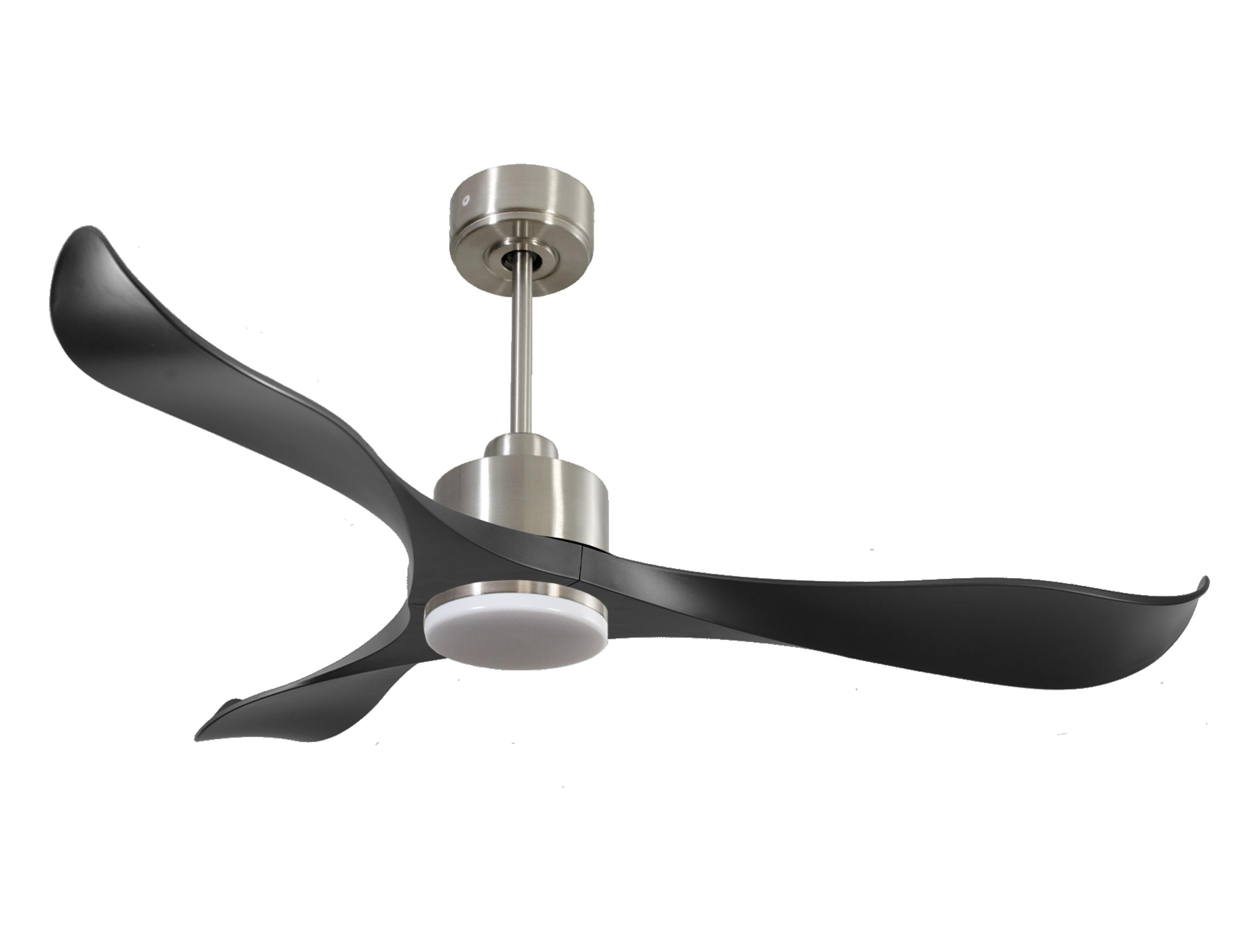 Ventilateur de plafond Réversible Thermostat Dimmable Wifi Moteur à courant continu Toits en pente Télécommande Lumière à trois tons Adaptateur 2/3 Lames