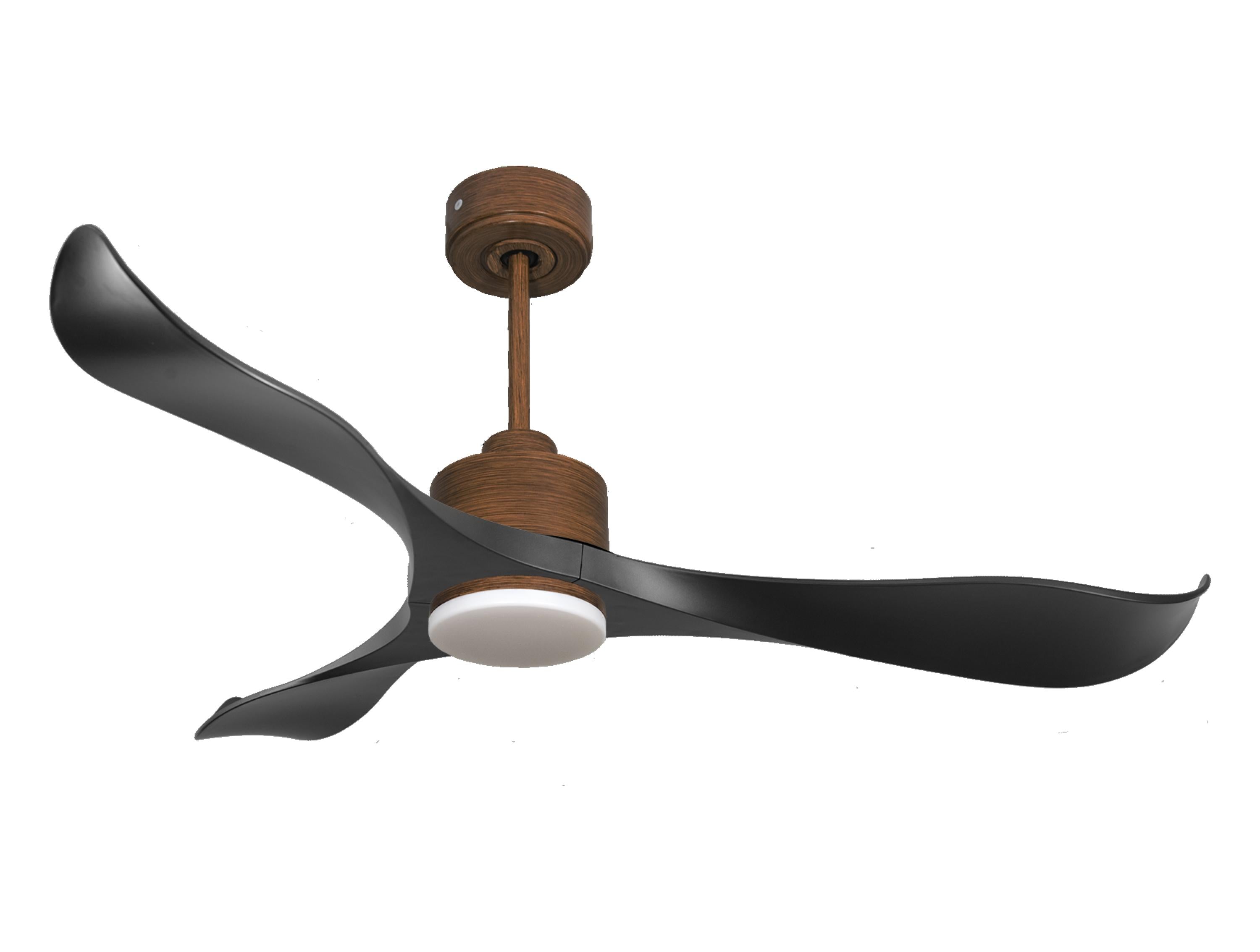 Ventilateur de plafond Réversible Thermostat Dimmable Wifi Moteur à courant continu Toits en pente Télécommande Lumière à trois tons Adaptateur 2/3 Lames