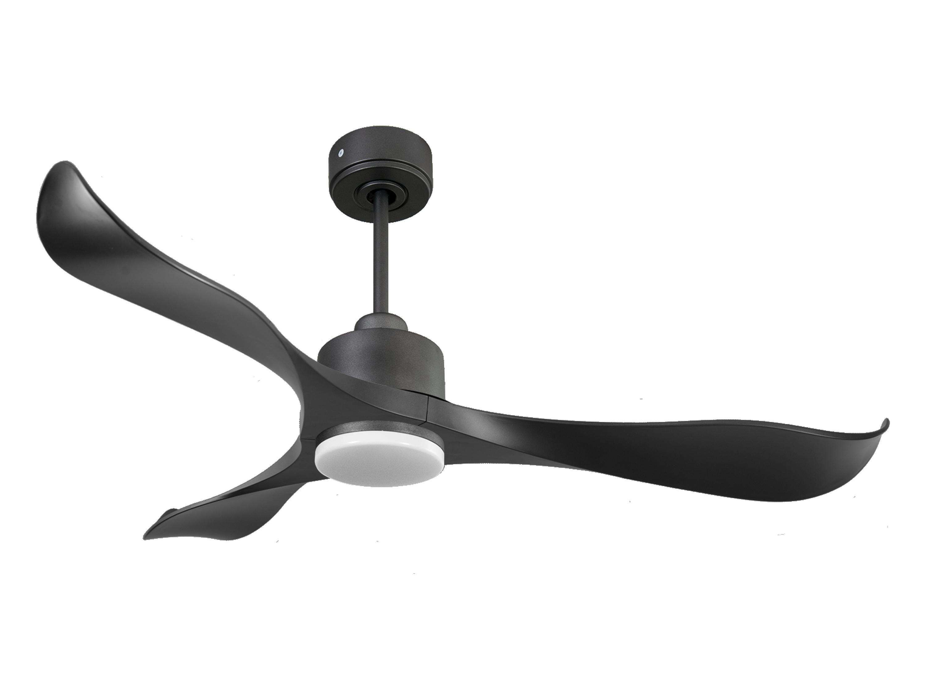 Ventilateur de plafond Réversible Thermostat Dimmable Wifi Moteur à courant continu Toits en pente Télécommande Lumière à trois tons Adaptateur 2/3 Lames