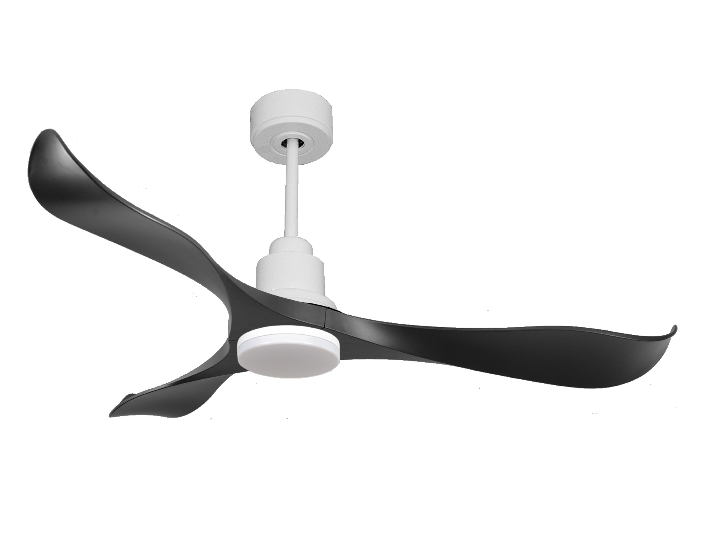 Ventilateur de plafond Réversible Thermostat Dimmable Wifi Moteur à courant continu Toits en pente Télécommande Lumière à trois tons Adaptateur 2/3 Lames