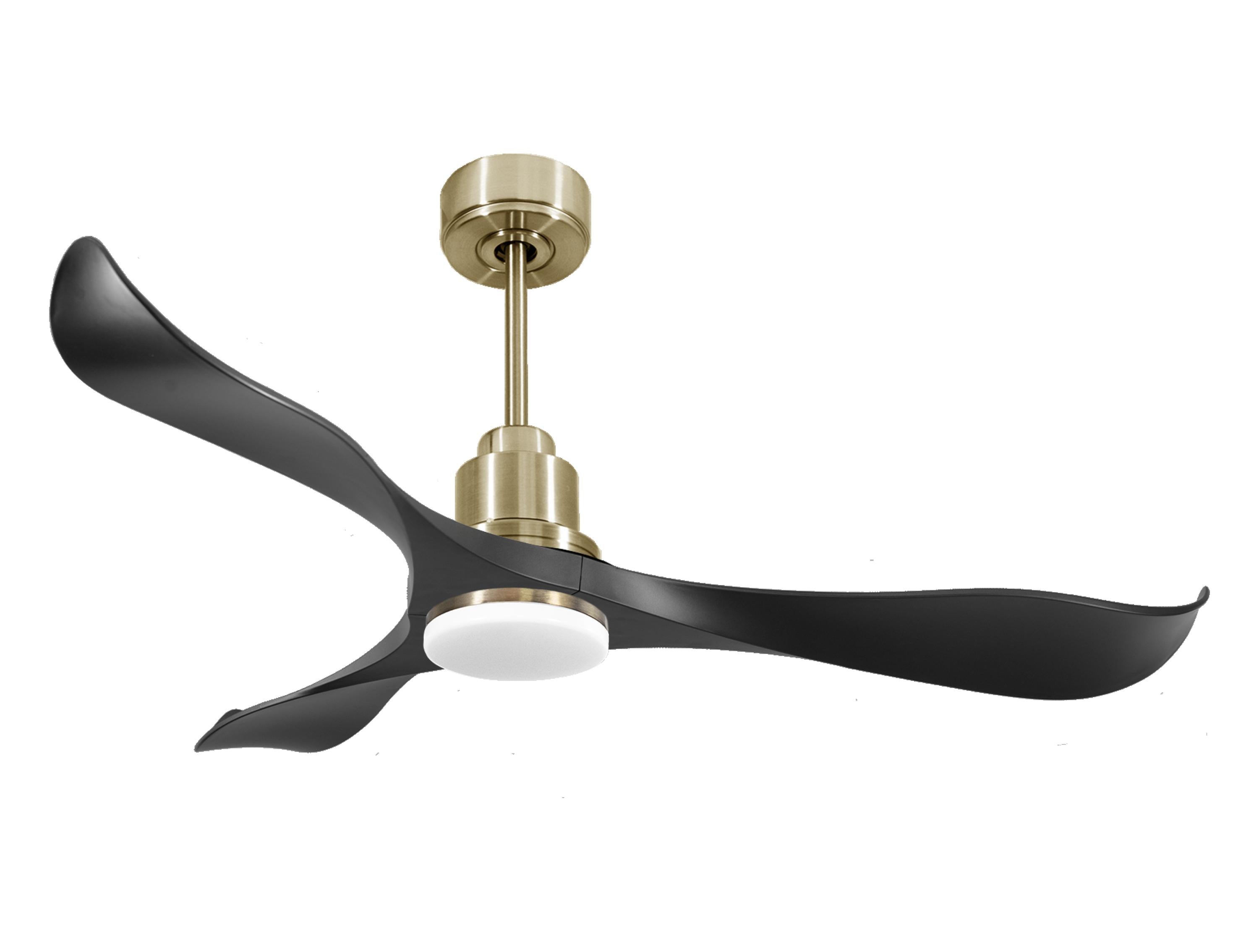 Ventilateur de plafond Réversible  Thermostat Dimmable Wifi Moteur à courant continu Toits en pente Télécommande Lumière à trois tons Adaptateur 2/3 Lames