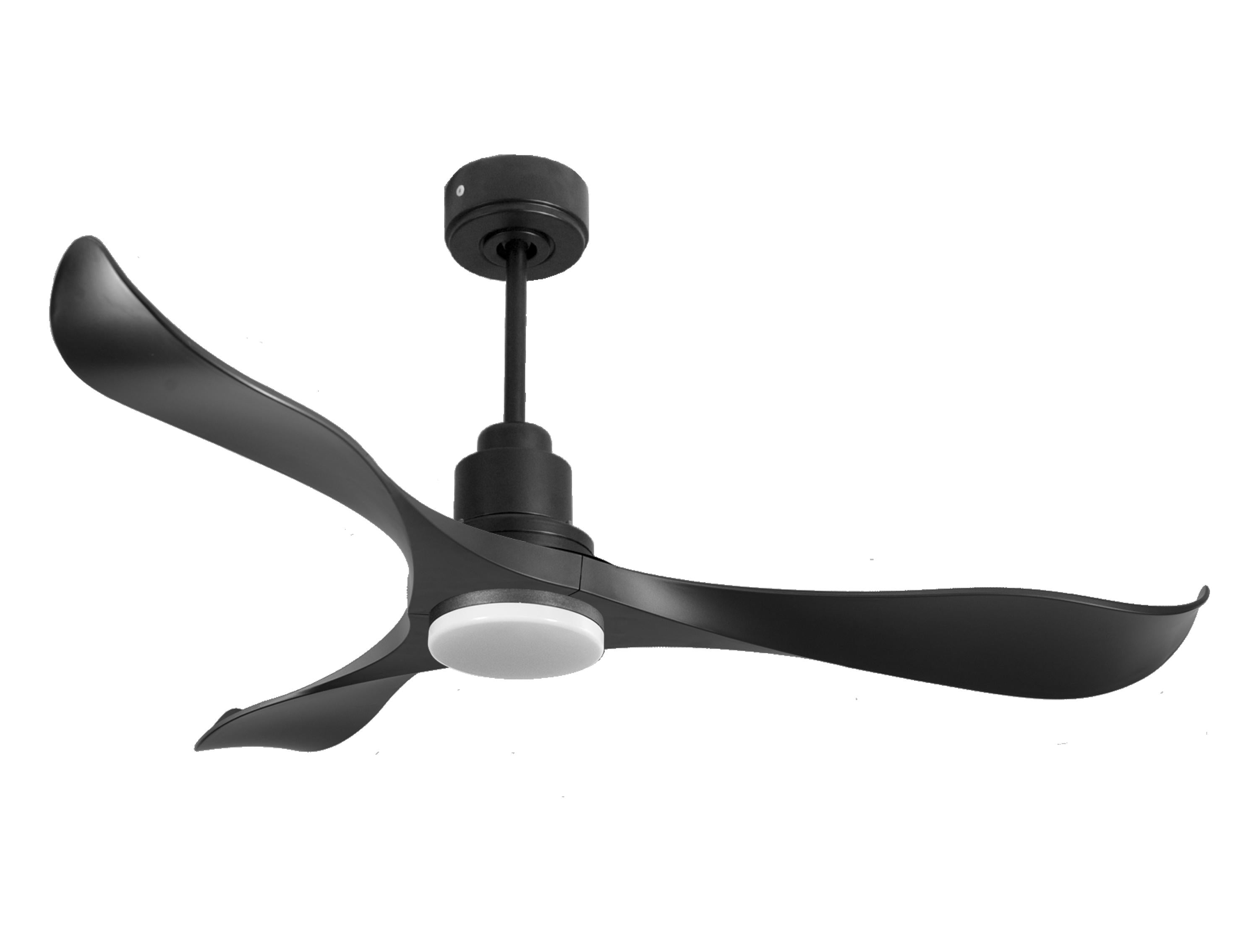 Ventilateur de plafond Réversible Thermostat Dimmable Wifi Moteur à courant continu Toits en pente Télécommande Lumière à trois tons Adaptateur 2/3 Lames