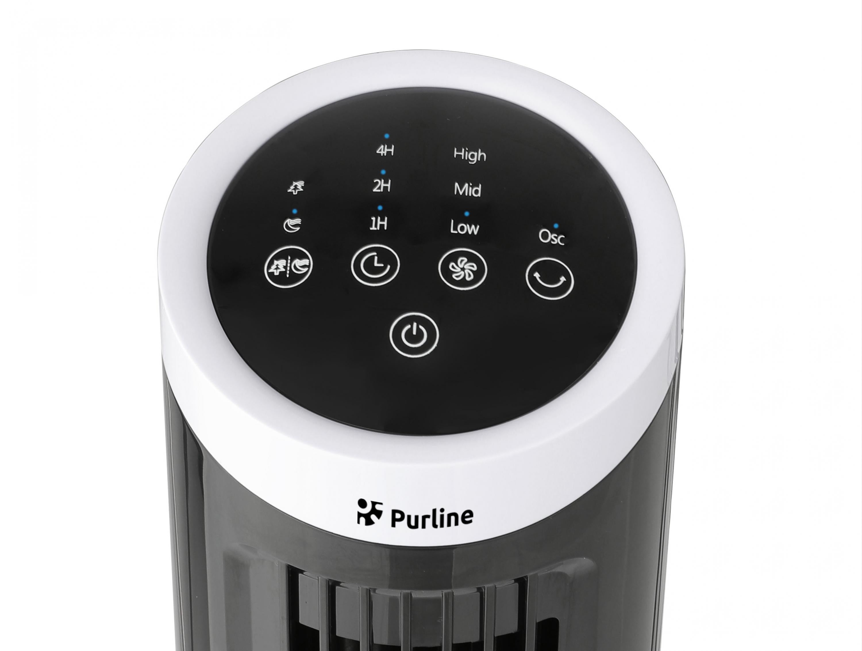 Ventilateur tour compact rotatif noir