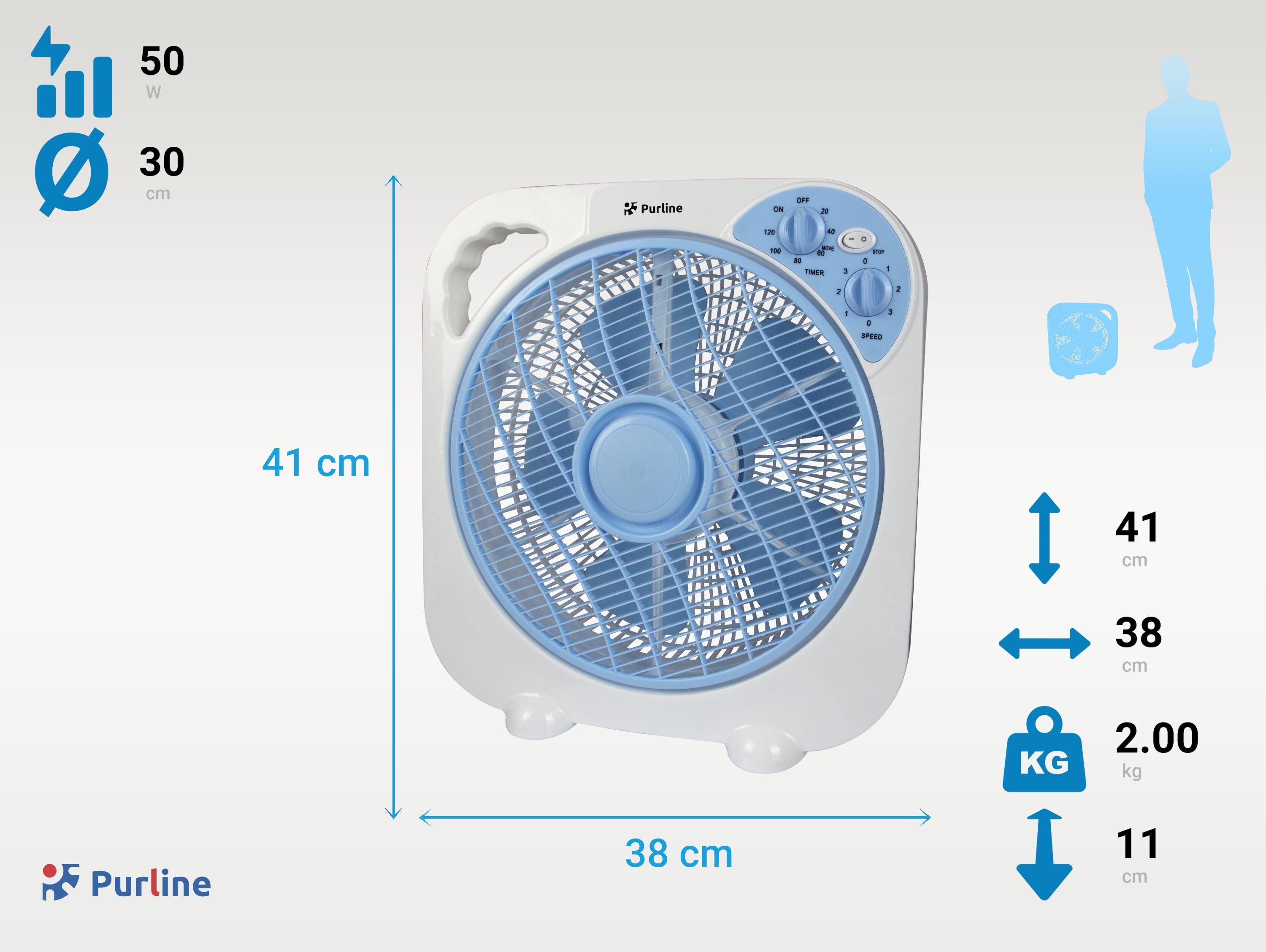Ventilateur de table ou de sol portable avec minuterie