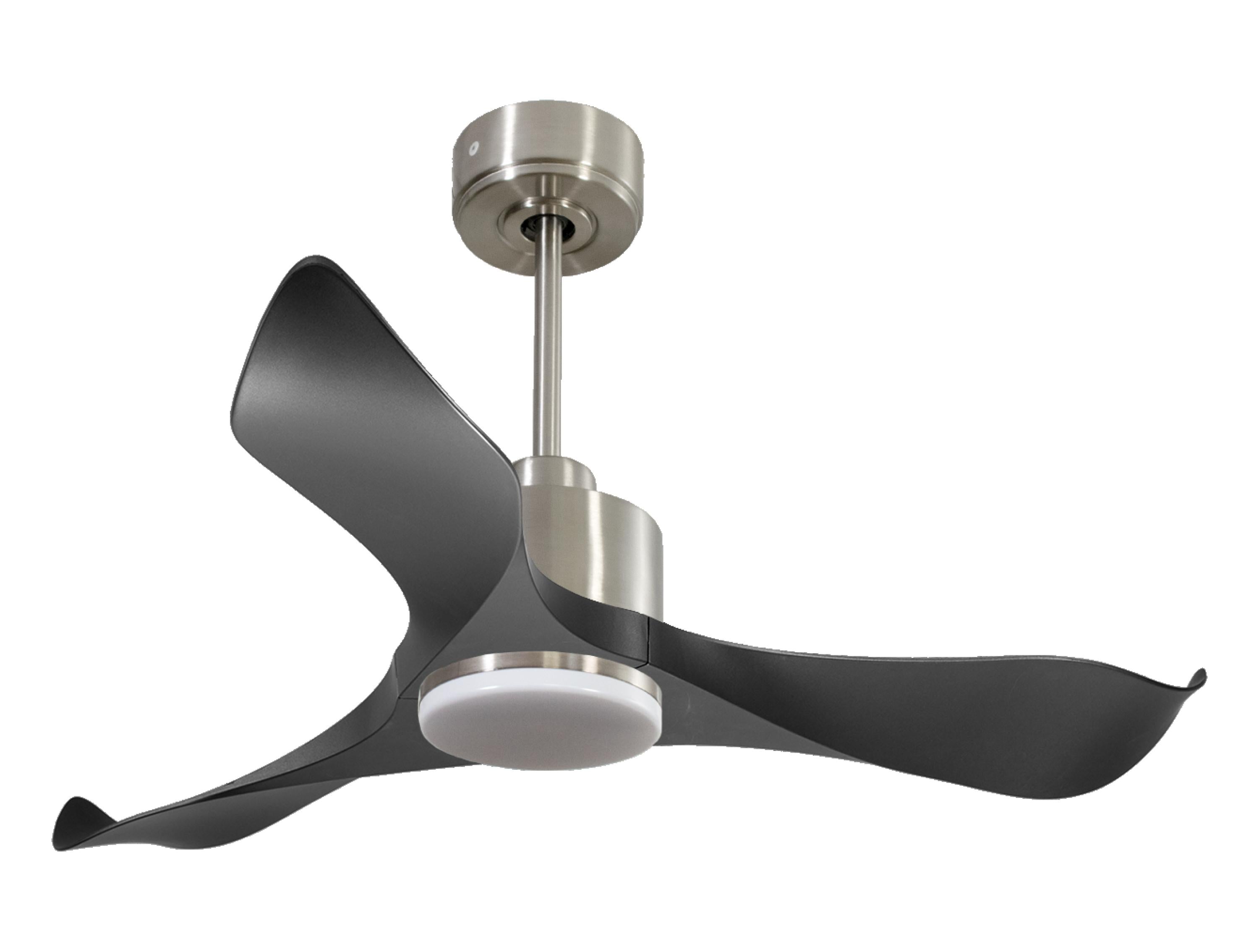 Ventilateur de plafond Réversible Thermostat Dimmable Wifi Moteur à courant continu Toits en pente Télécommande Lumière à trois tons Adaptateur 2/3 Lames