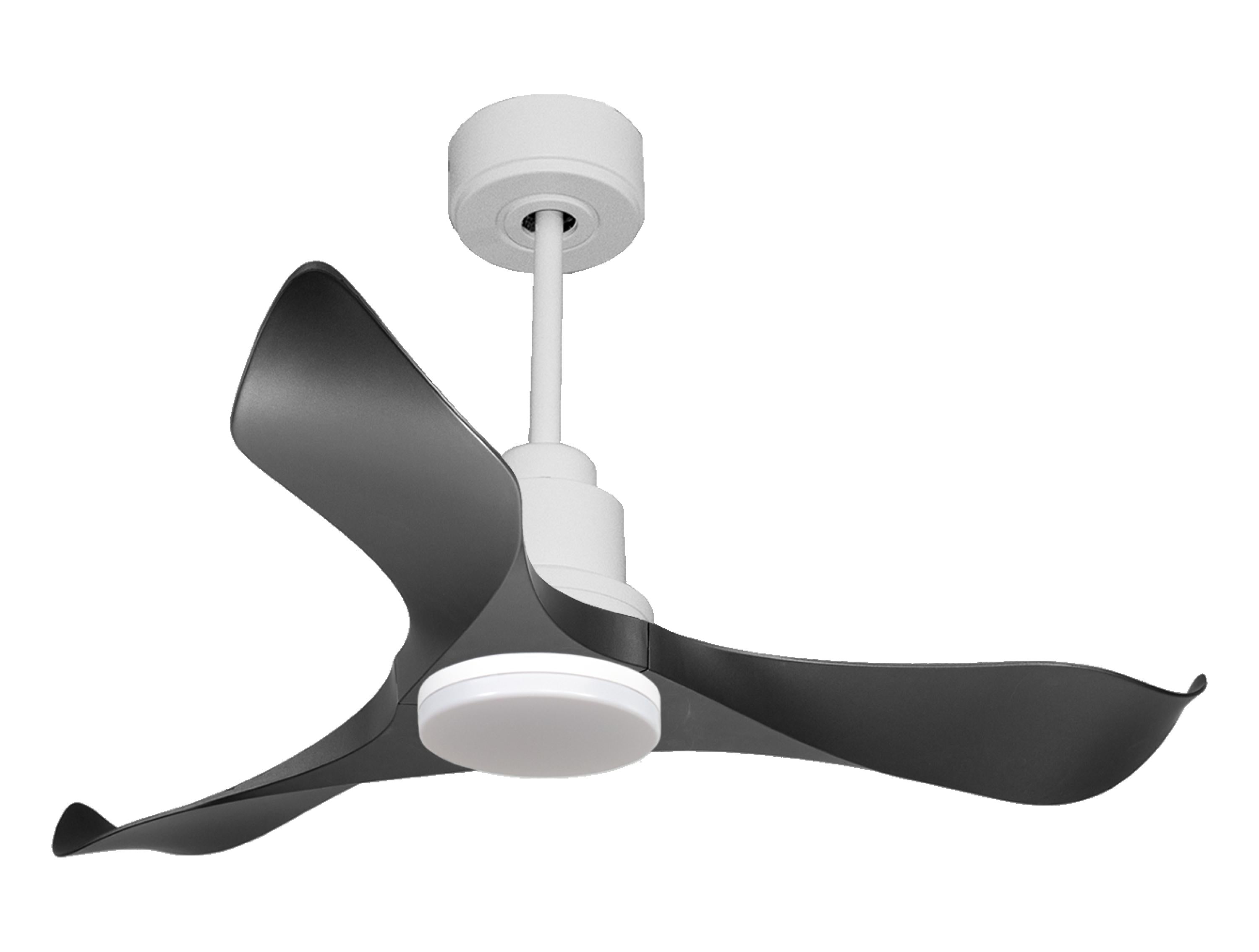 Ventilateur de plafond Réversible Thermostat Dimmable Wifi Moteur à courant continu Toits en pente Télécommande Lumière à trois tons Adaptateur 2/3 Lames