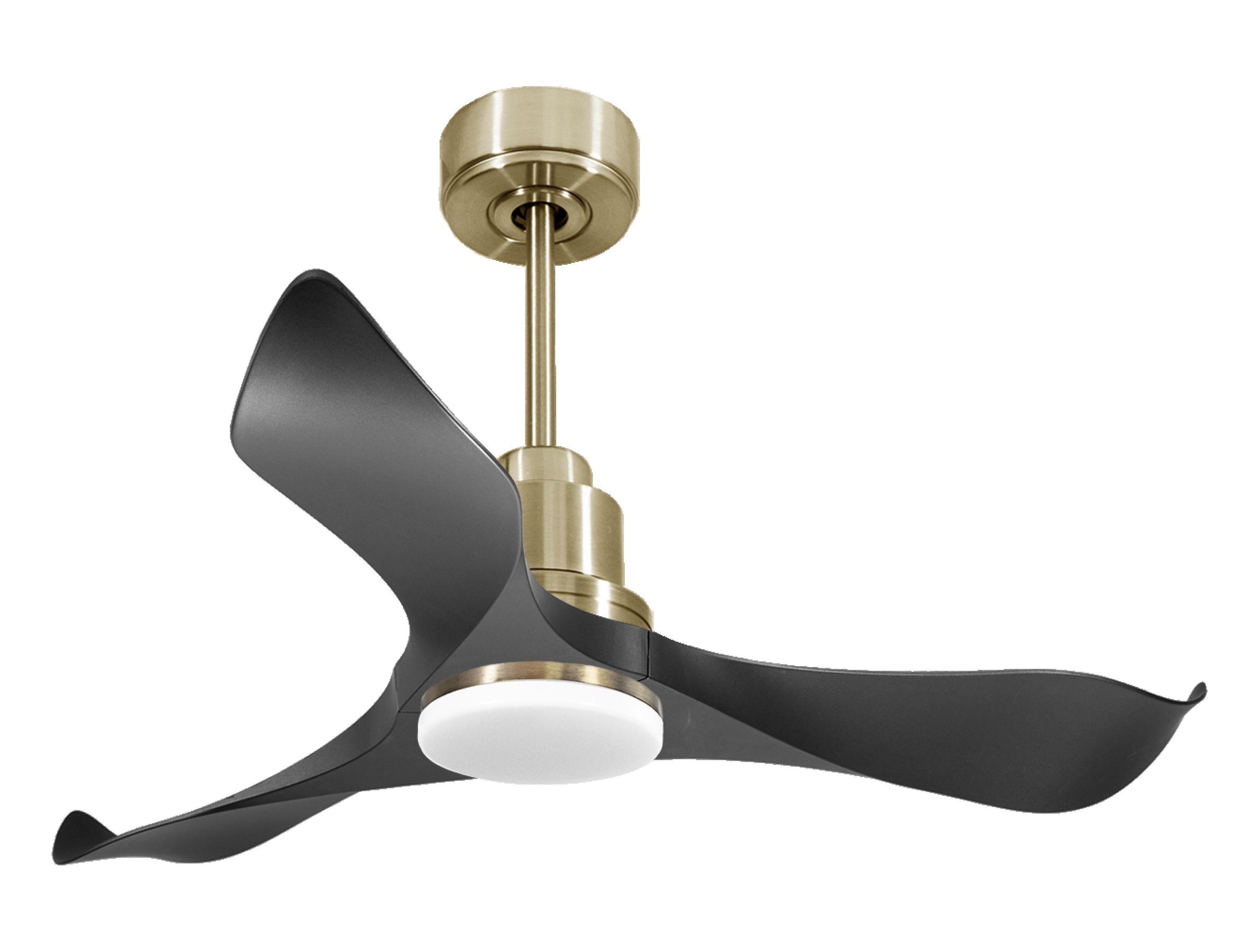 Ventilateur de plafond Réversible  Thermostat Dimmable Wifi Moteur à courant continu Toits en pente Télécommande Lumière à trois tons Adaptateur 2/3 Lames