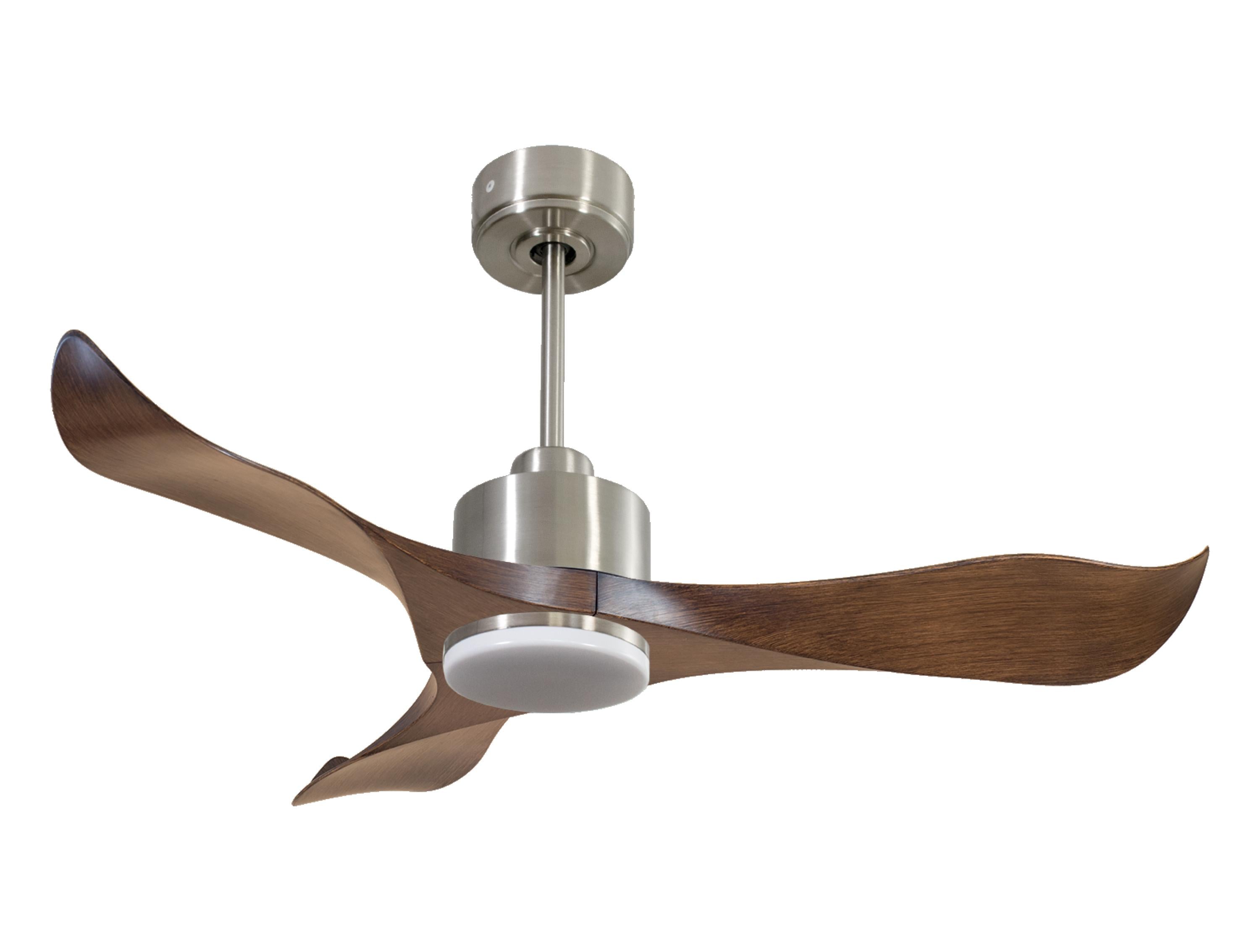 Ventilateur de plafond Réversible Thermostat Dimmable Wifi Moteur à courant continu Toits en pente Télécommande Lumière à trois tons Adaptateur 2/3 Lames