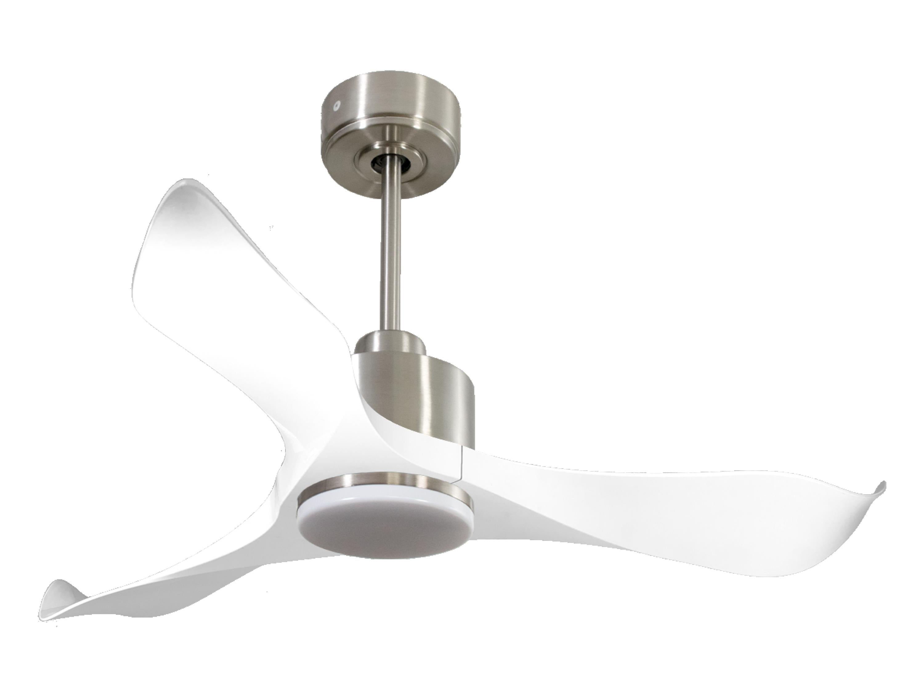 Ventilateur de plafond Réversible Thermostat Dimmable Wifi Moteur à courant continu Toits en pente Télécommande Lumière à trois tons Adaptateur 2/3 Lames