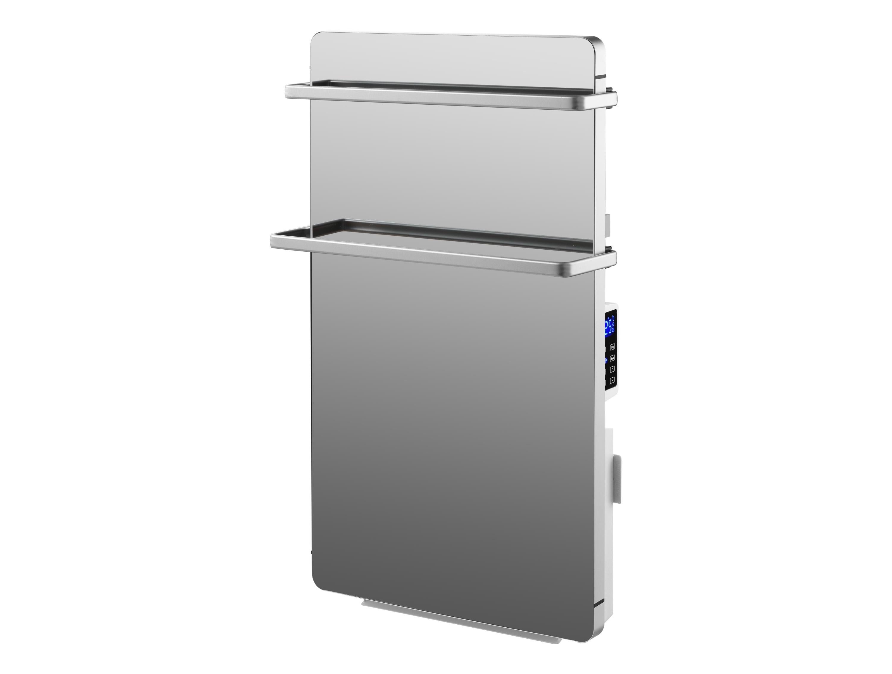 Chauffe-serviettes électrique 2000W en verre trempé finition miroir et display LED