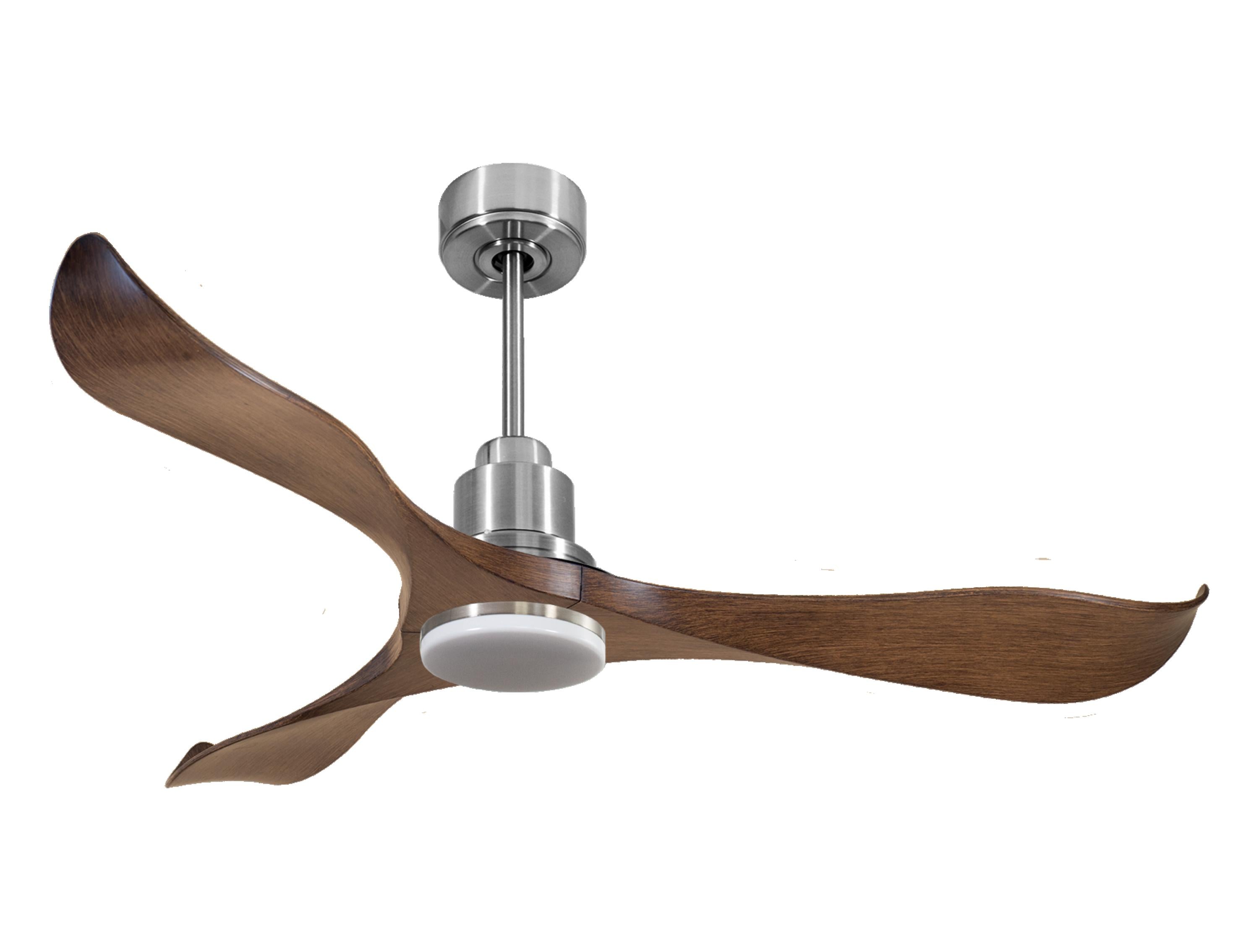 Ventilateur de plafond Réversible Thermostat Dimmable Wifi Moteur à courant continu Toits en pente Télécommande Lumière à trois tons Adaptateur 2/3 Lames