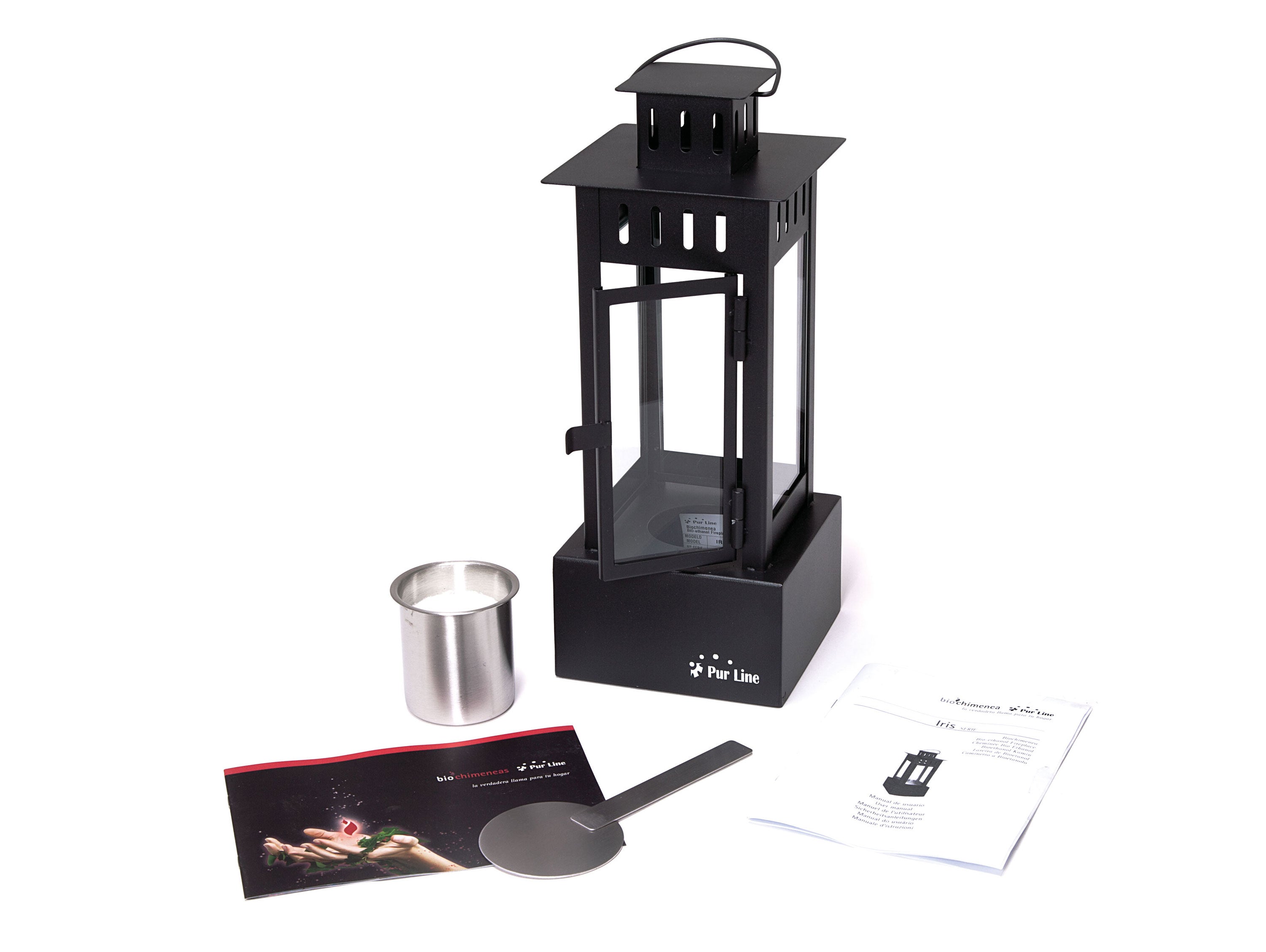 Puissance maximale 1000 W Lanterne éthanol en acier inoxydable noir