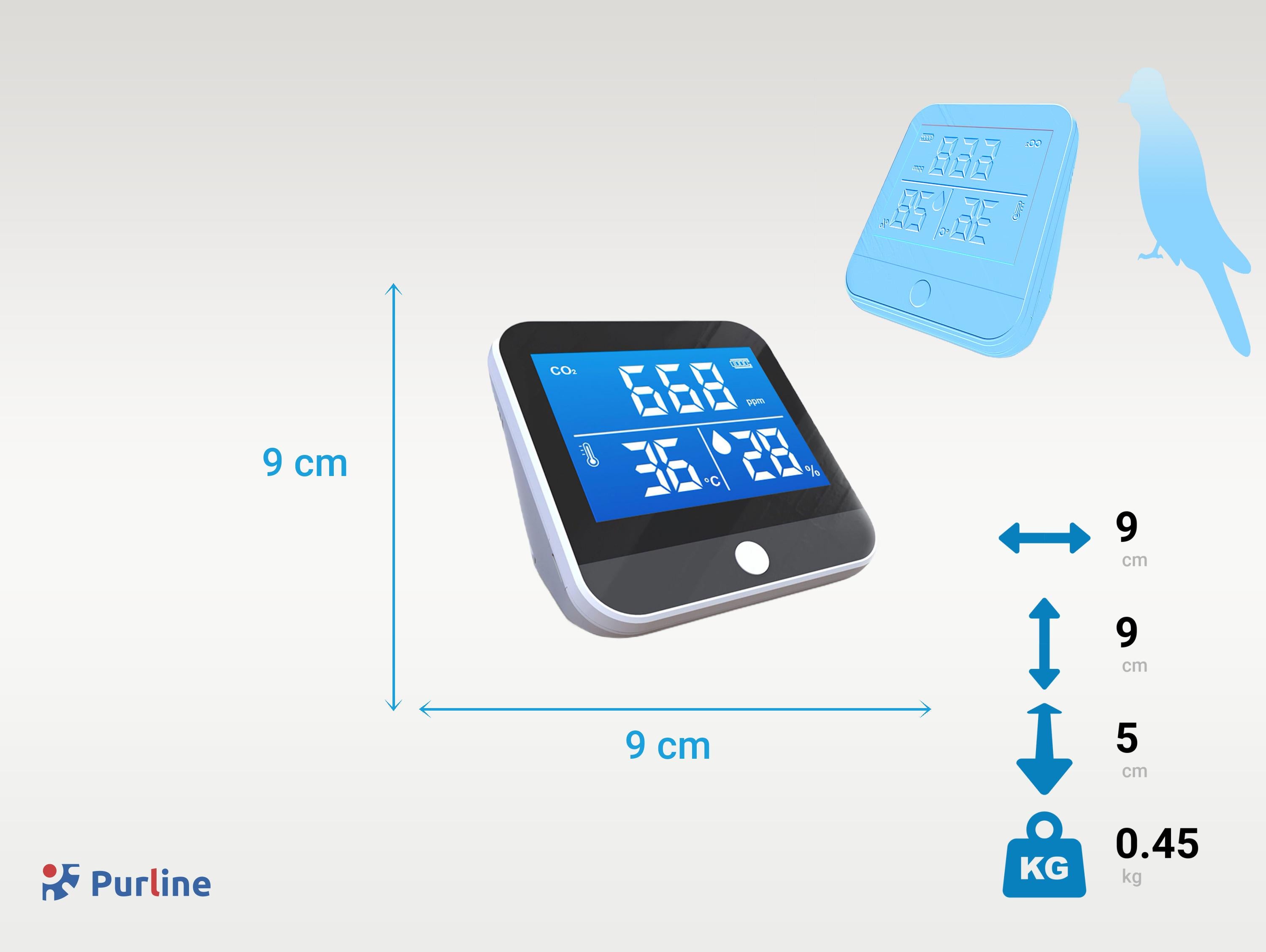 AIRTESTER CO2 Taille du produit  9x9x5 cm