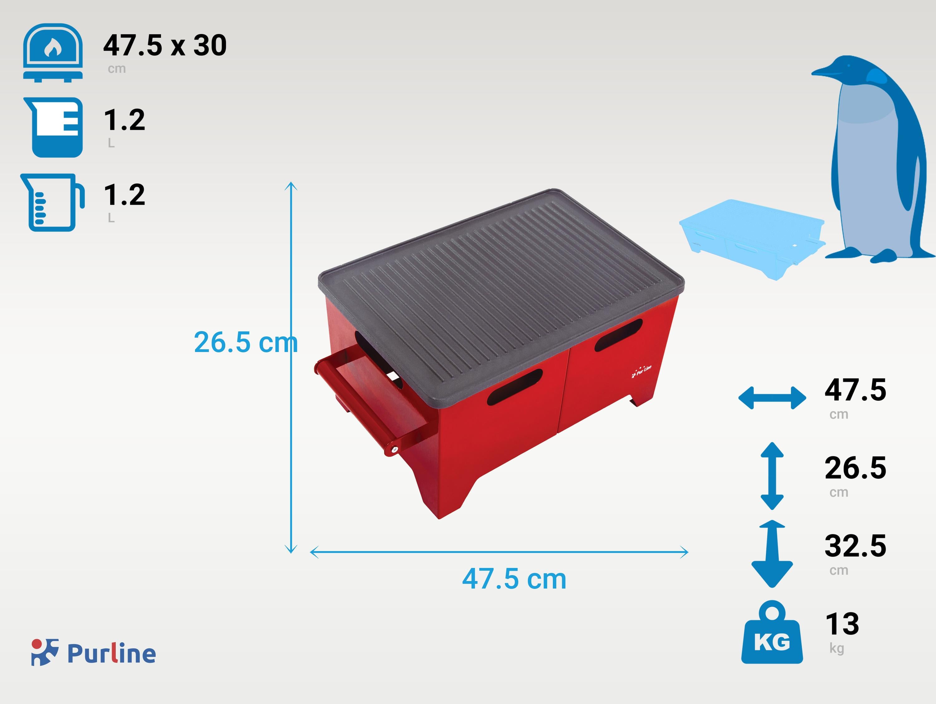 Barbecue à l'éthanol 1.2L en acier rouge