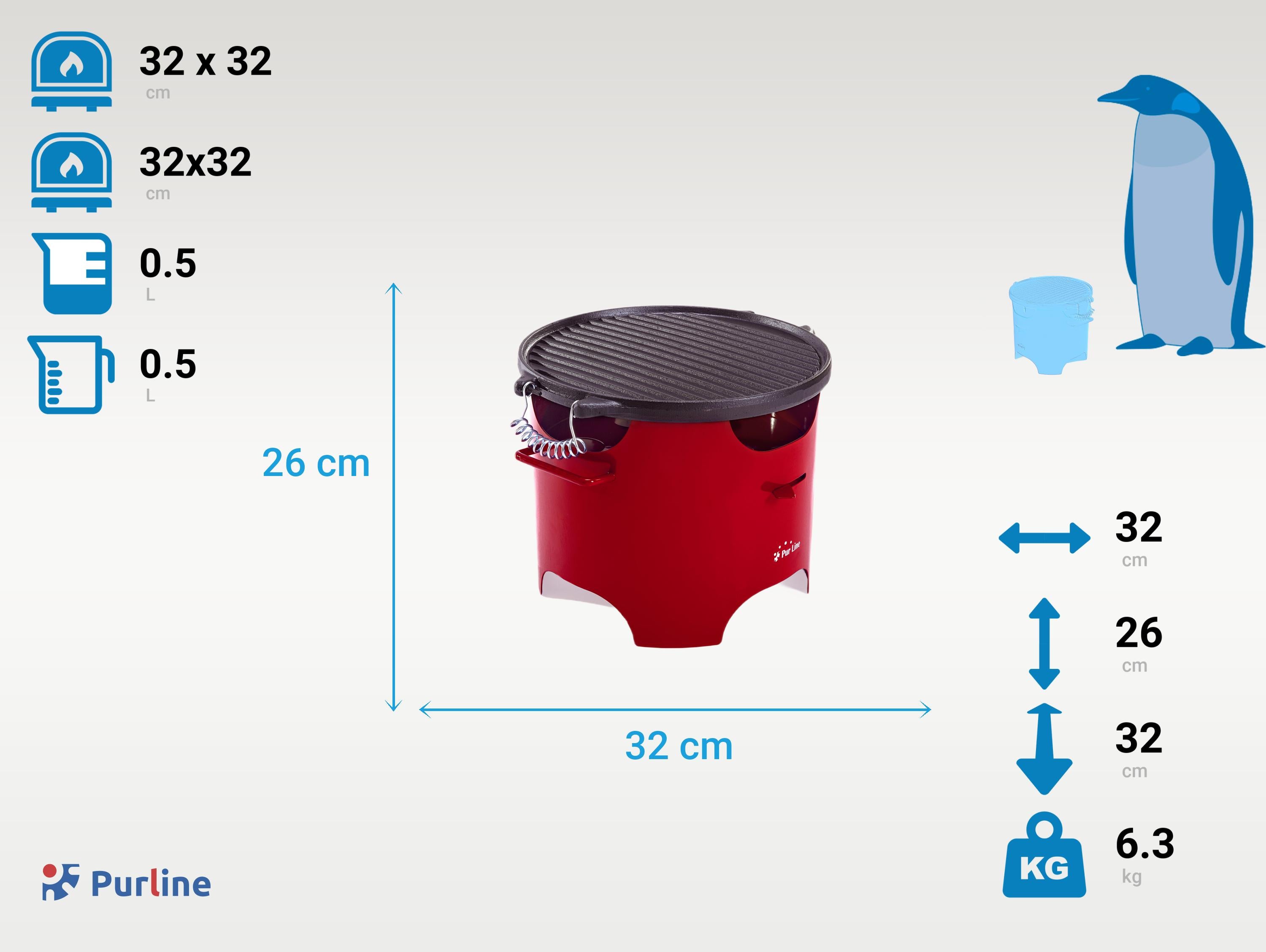 Barbecue à l'éthanol 0.5L en acier rouge