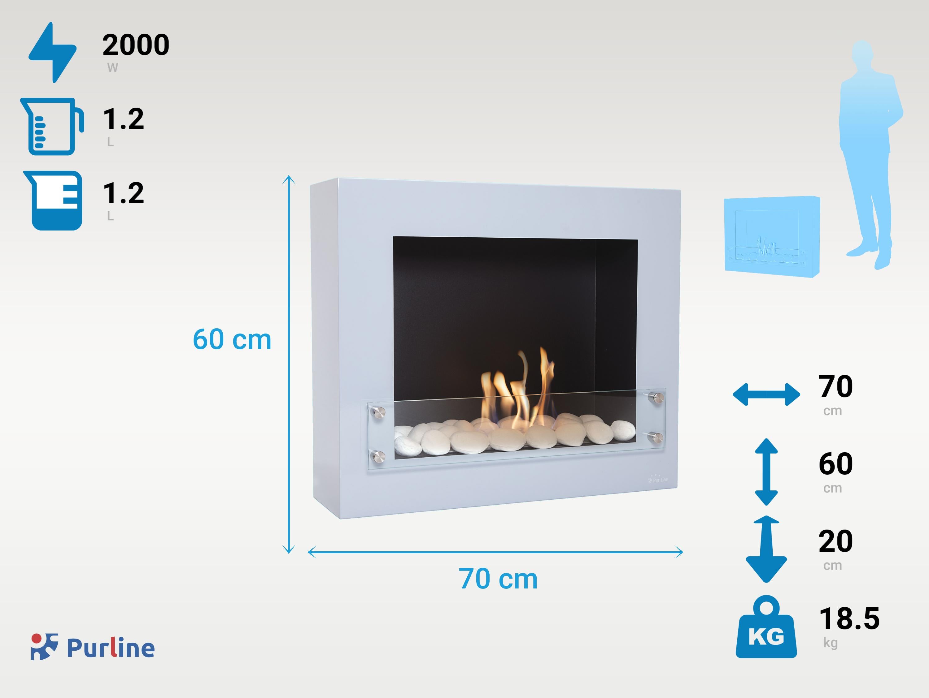 Cheminée à l'éthanol en acier noir et verre trempé