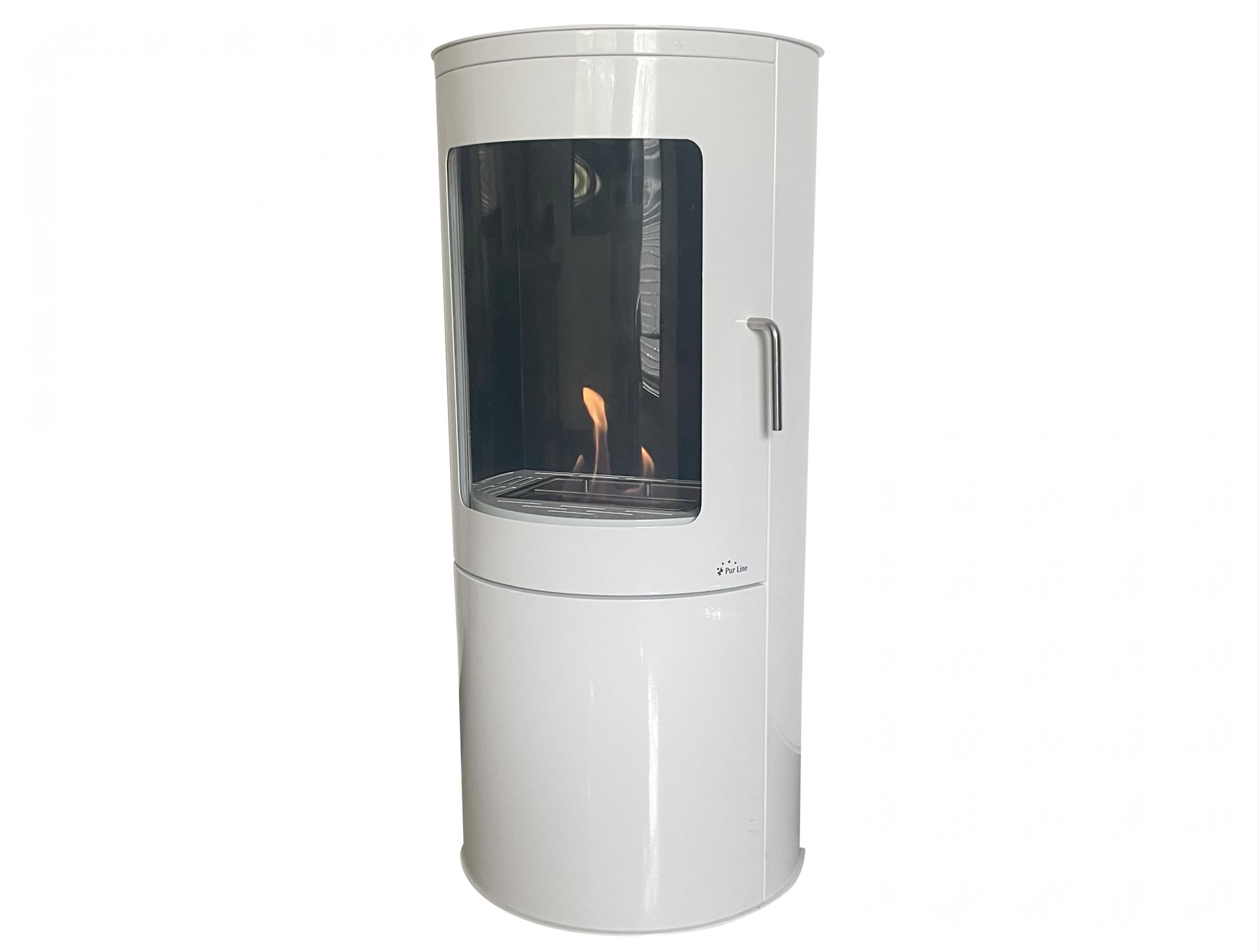 BESTFIRE COMPACT W: Poêle à l'éthanol de forme carrée en acier blanc