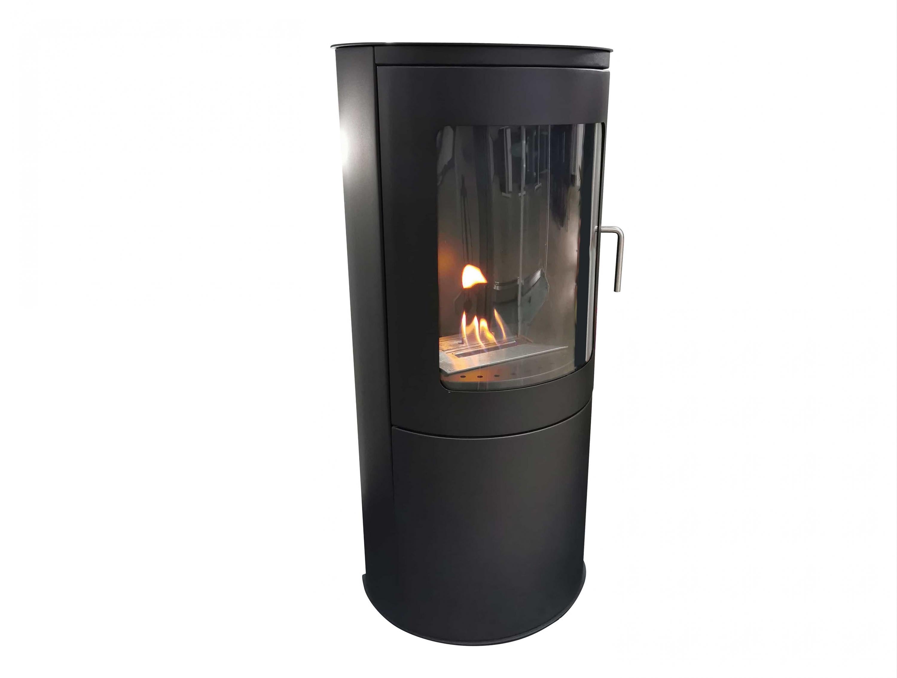 Matériau Acier Cheminée à éthanol noire avec porte en verre trempé