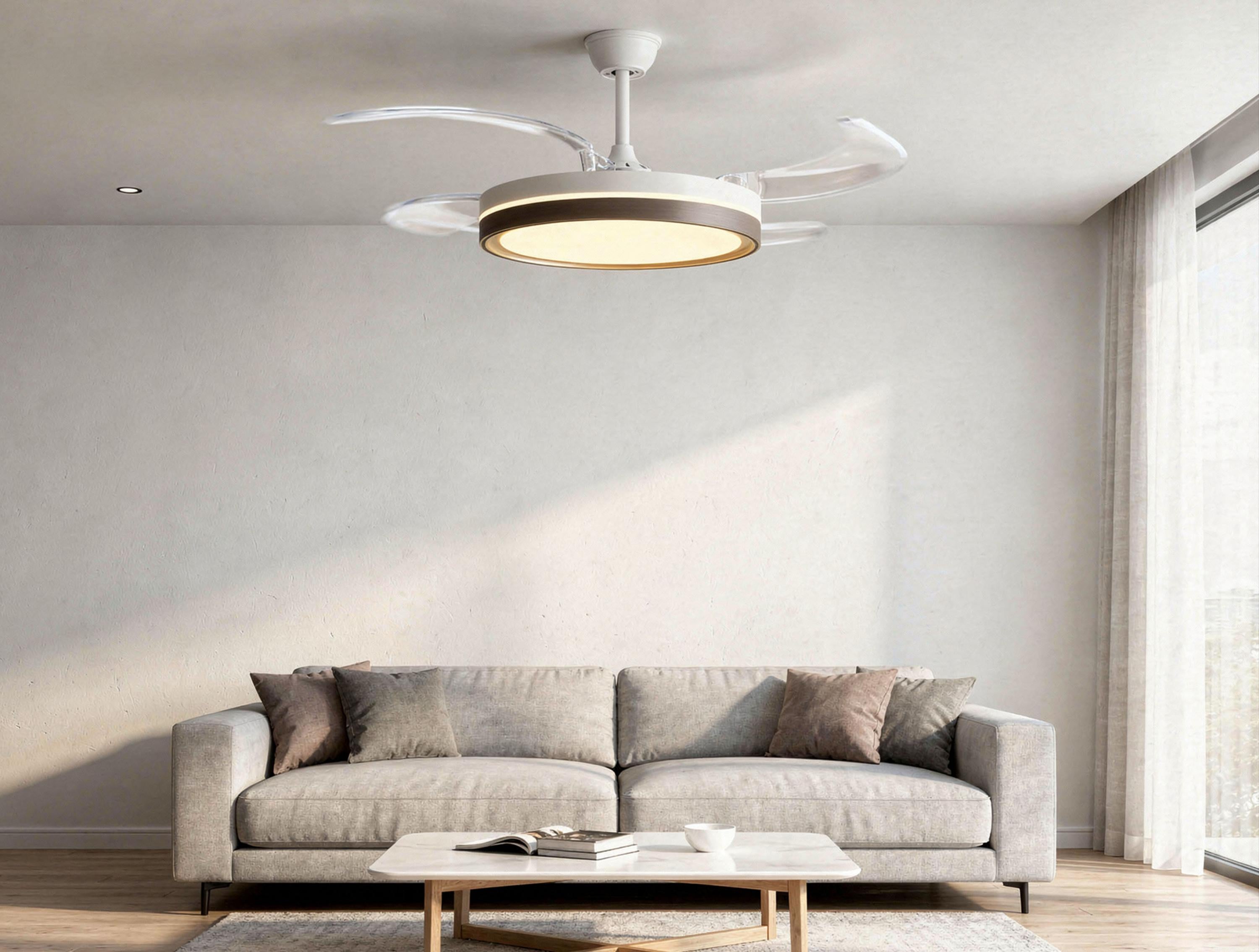   Ventilateur de plafond rétractable avec lumière LED et minuterie