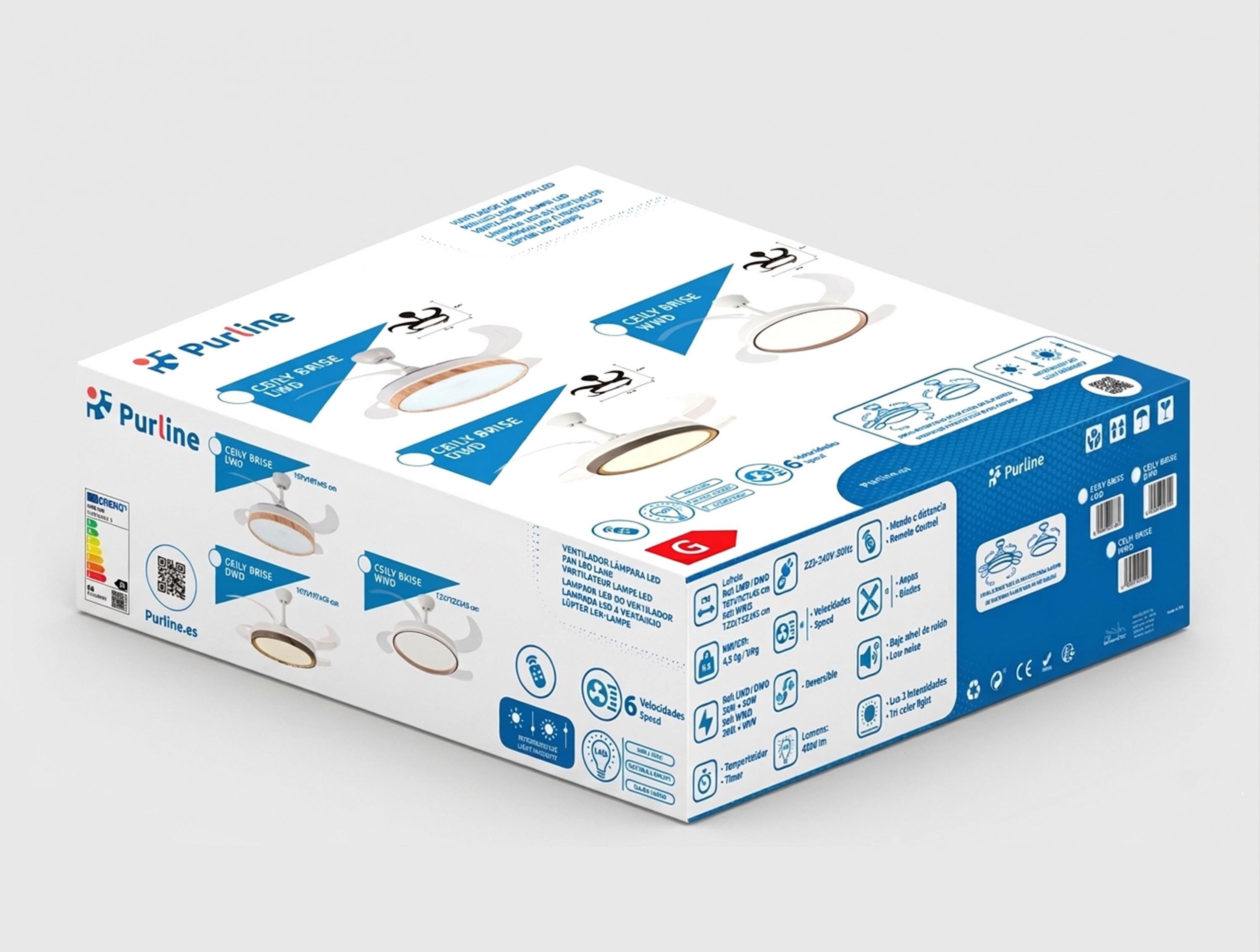 Ventilateur de plafond rétractable avec lumière LED et minuterie