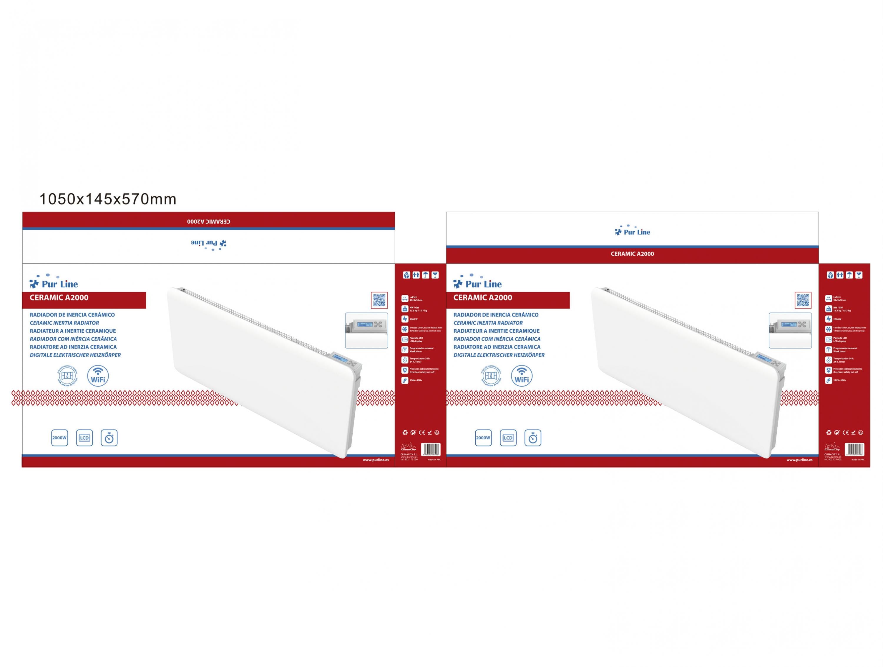 Émetteur thermique 2000W à faible consommation d'énergie et contrôle WIFI