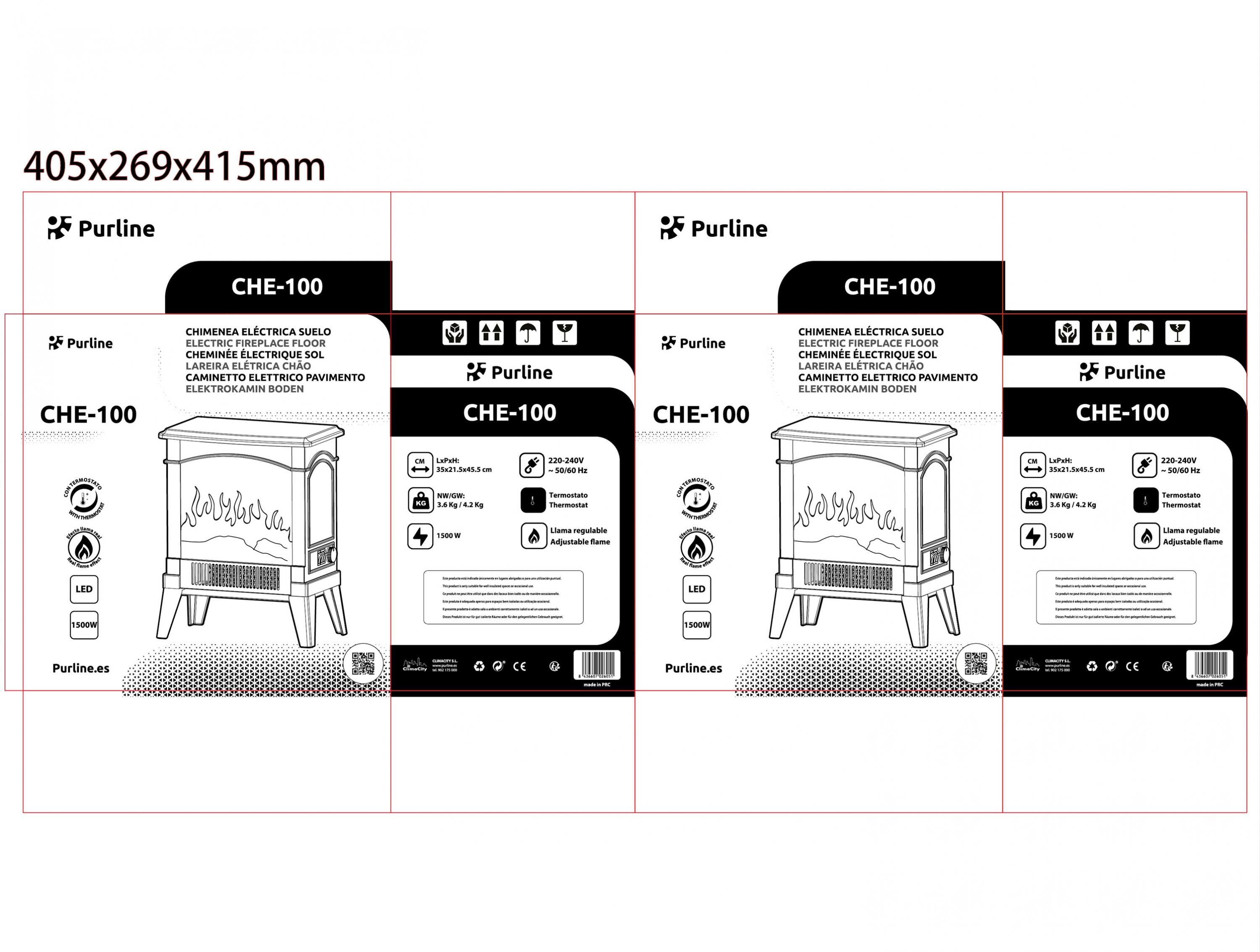 Puissance maximale 1500 W Cheminée électrique compacte sur pied 1500 W