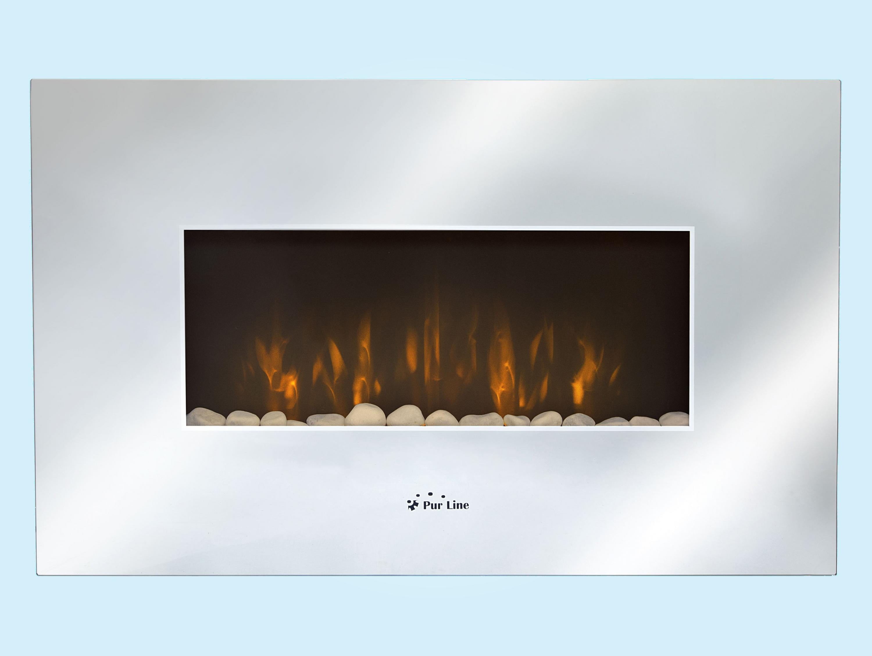 Cheminée électrique en verre trempé effet miroir avec télécommande