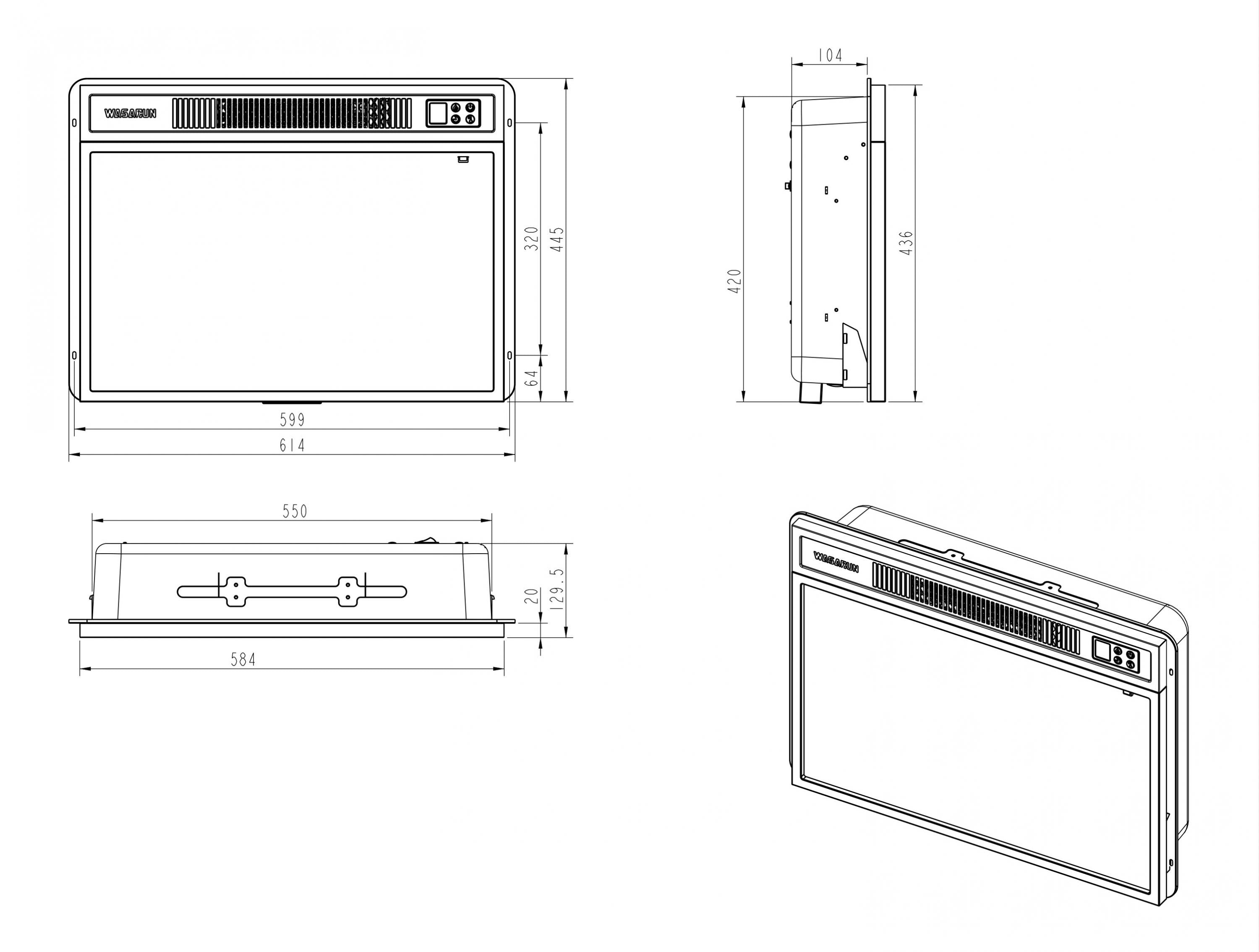 CHE-620: Cheminée électrique 2000W en verre trempé noir avec télécommande