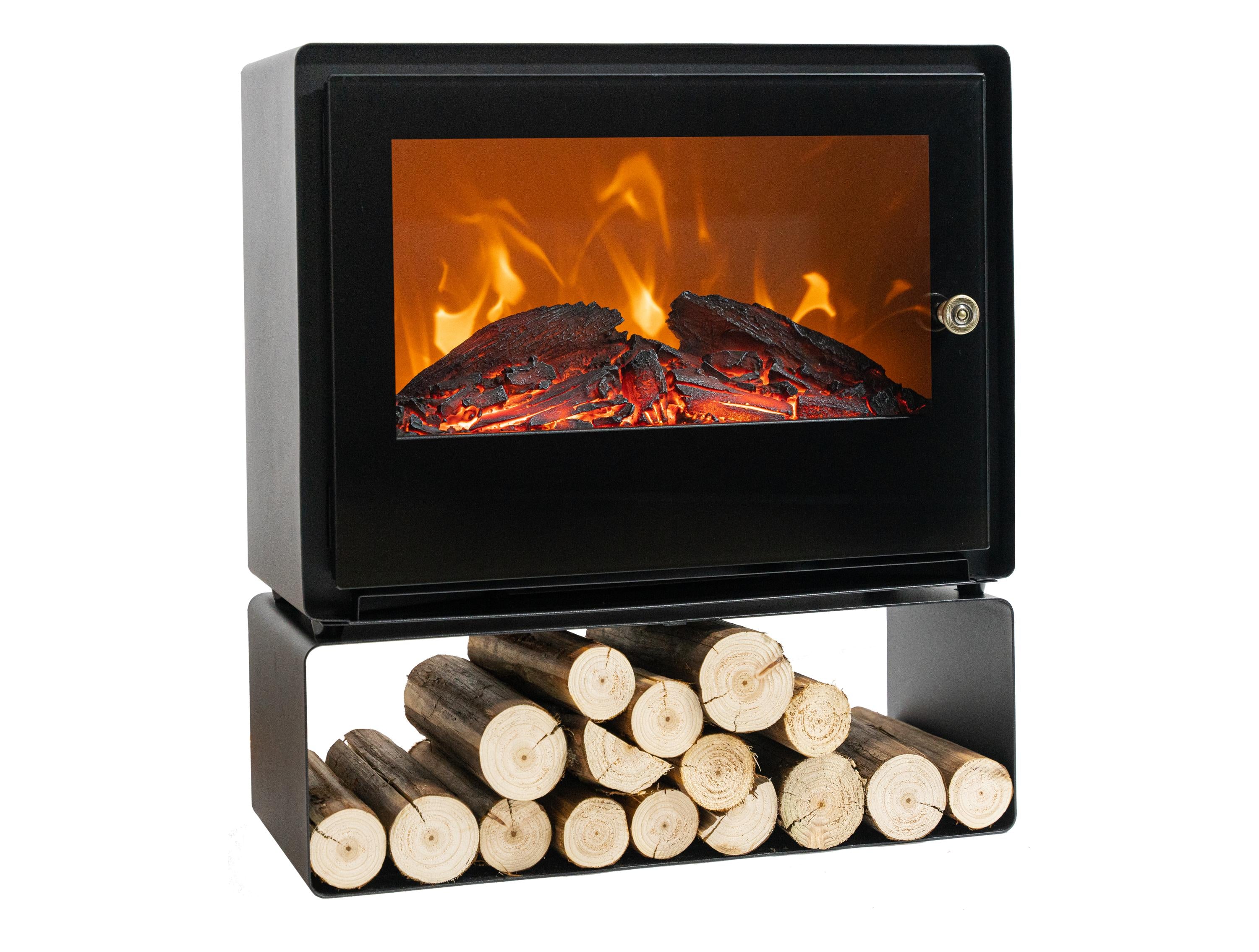 Cheminée au sol de type poêle électrique