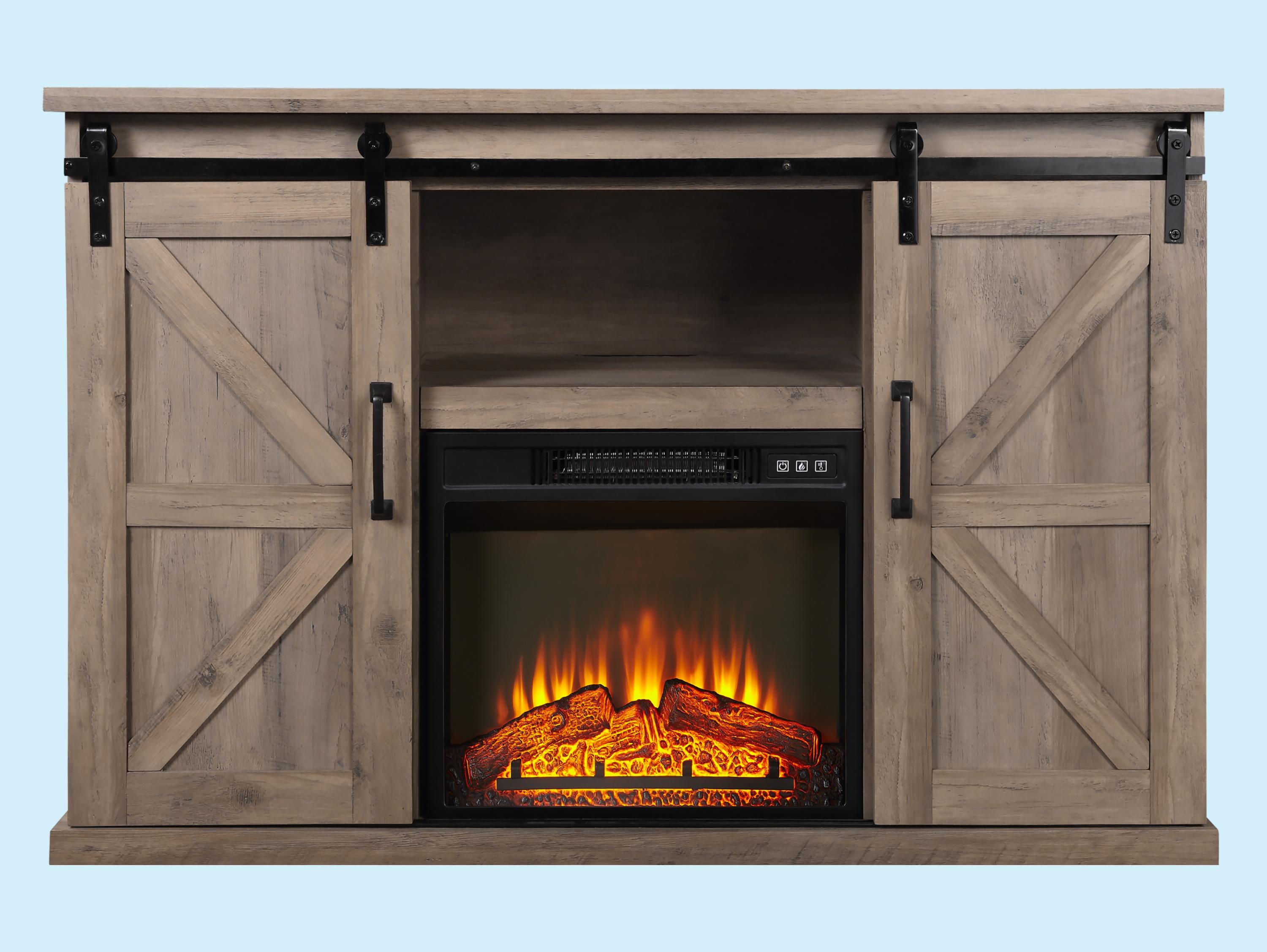 Buffet rustique avec cheminée électrique 2000W