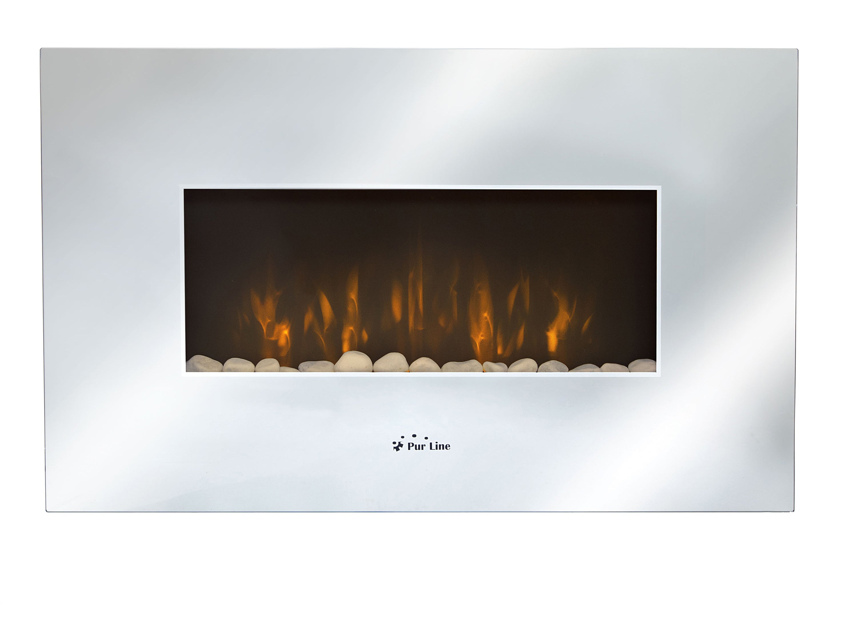 Cheminée électrique en verre trempé effet miroir avec télécommande