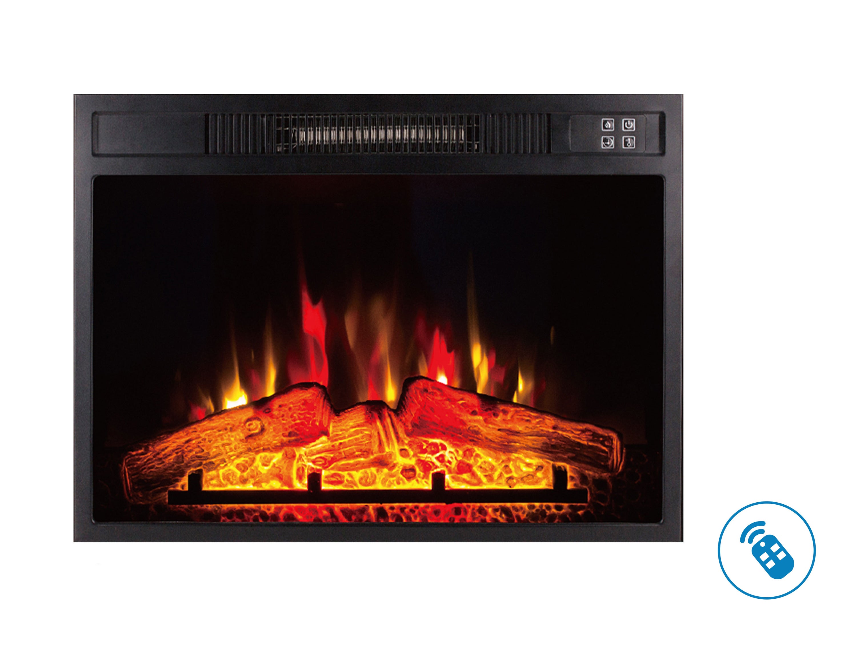 Cheminée électrique 2000W en verre trempé noir avec télécommande