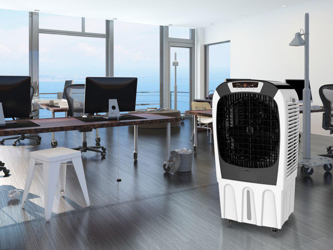 Rafraichisseur d'air par évaporation à débit élevé avec télécommande et roues