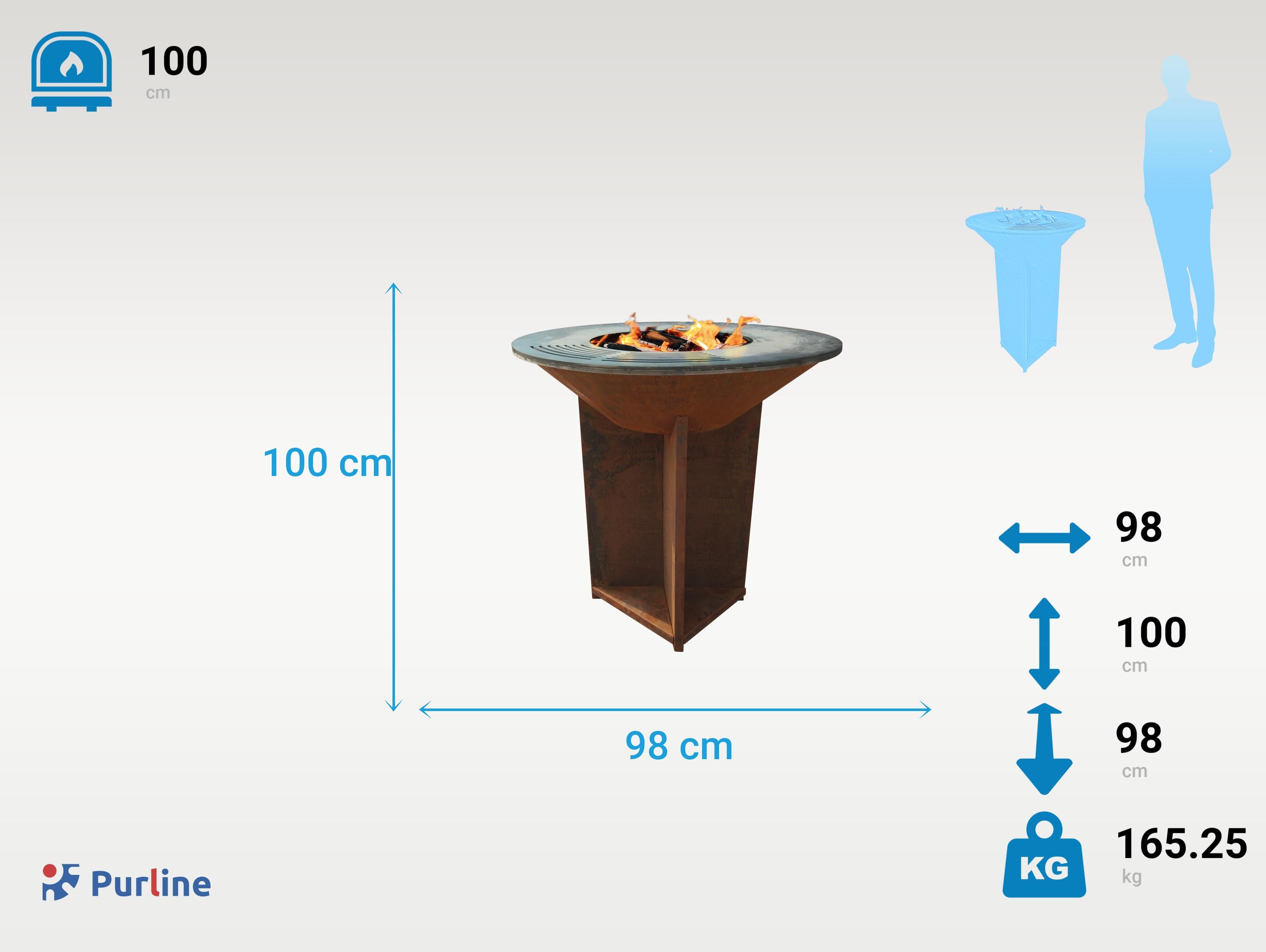 Grand barbecue avec plaque d'acier de 100 cm