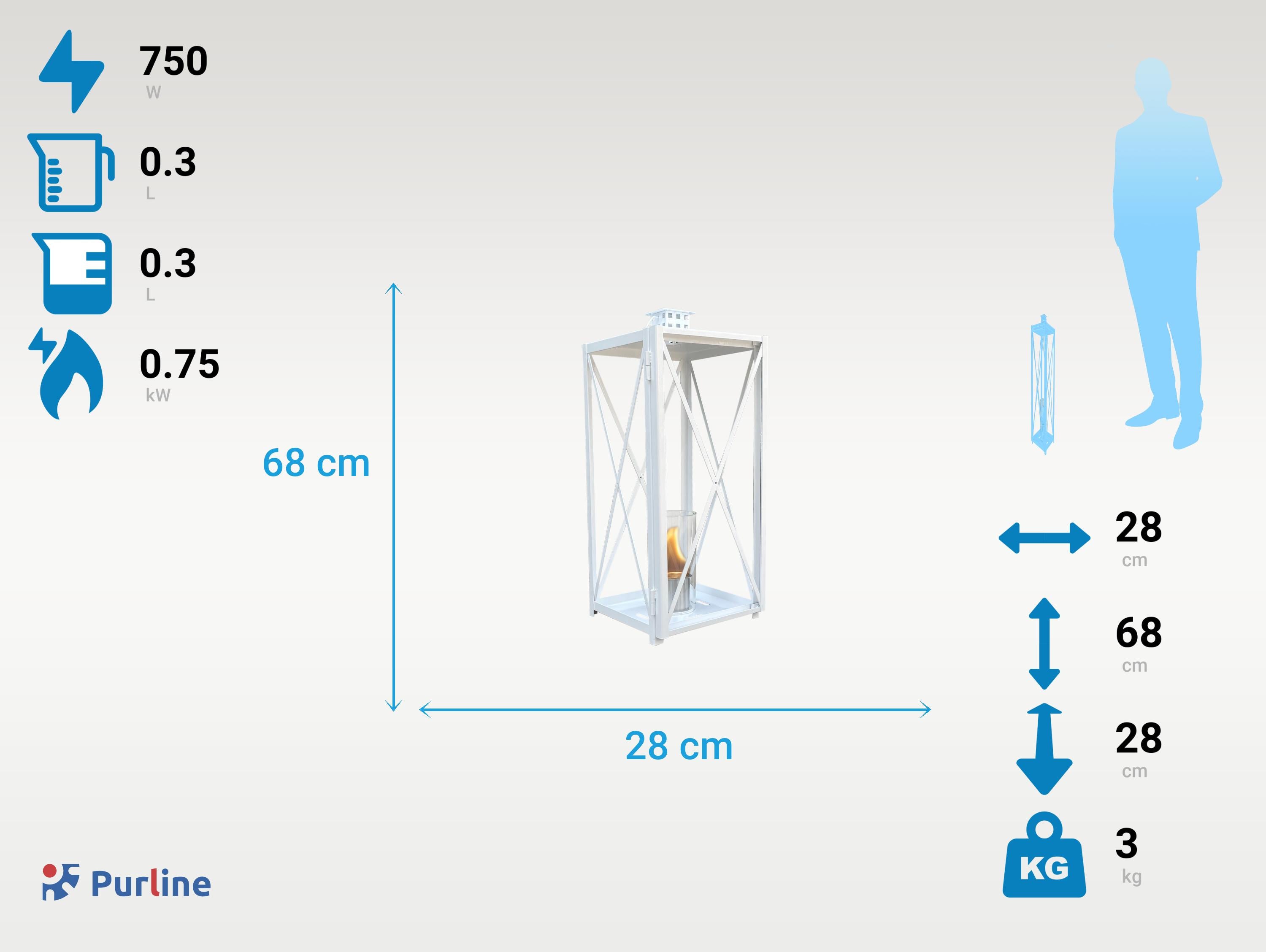 Lanterne à l'éthanol en acier blanco